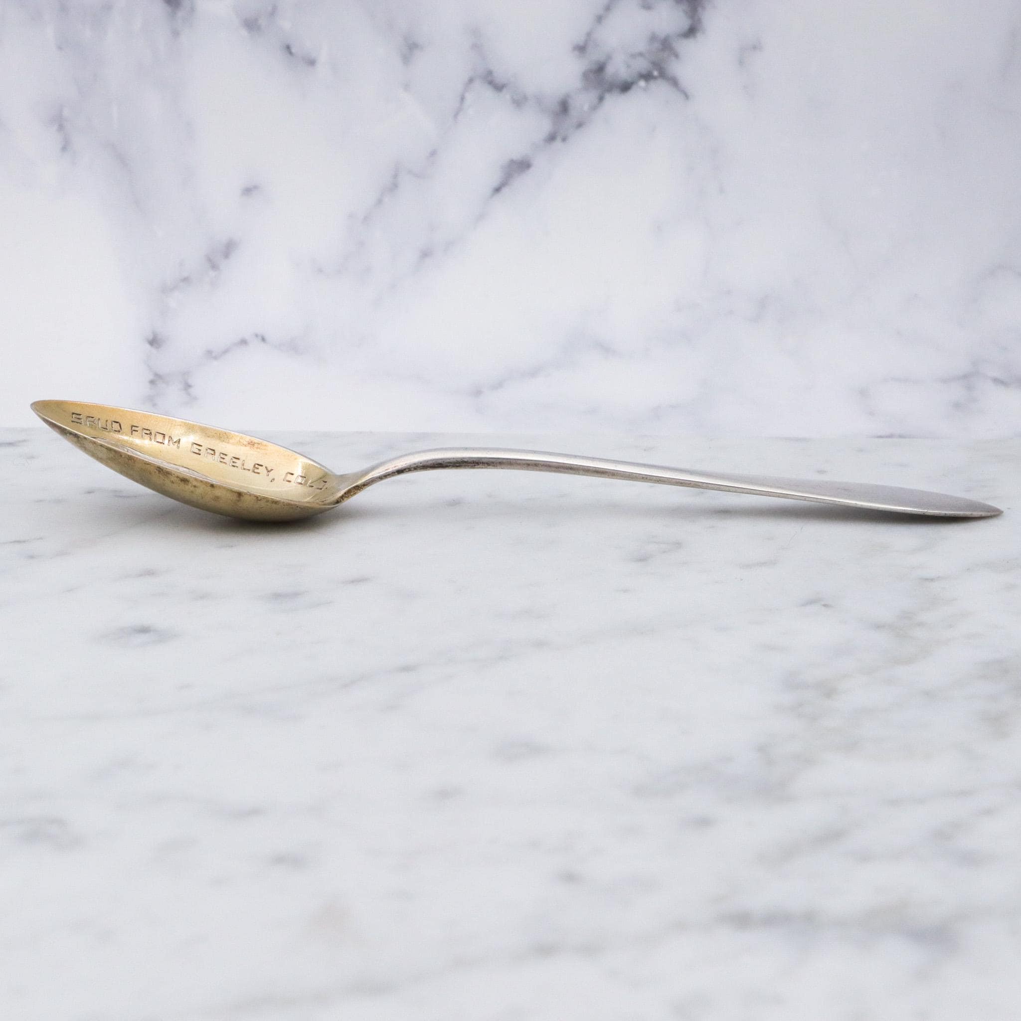 Antique Towle gilt sterling "Spud from Greeley Colorado" souvenir spoon