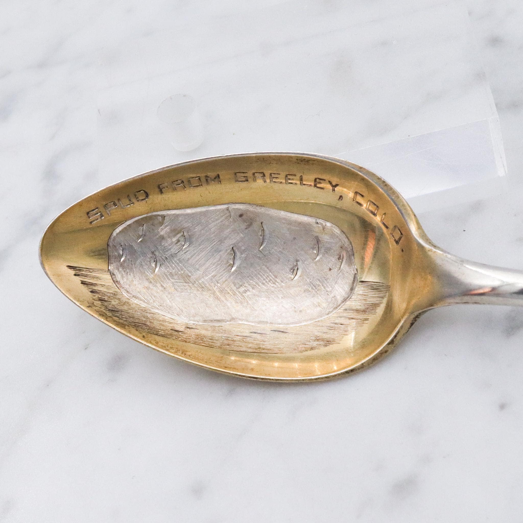 Antique Towle gilt sterling "Spud from Greeley Colorado" souvenir spoon