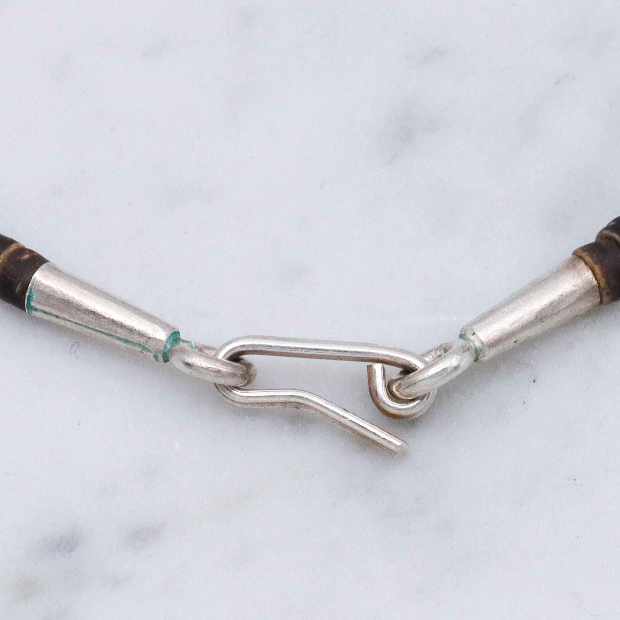 Vintage heishi shell bead sterling silver bracelet
