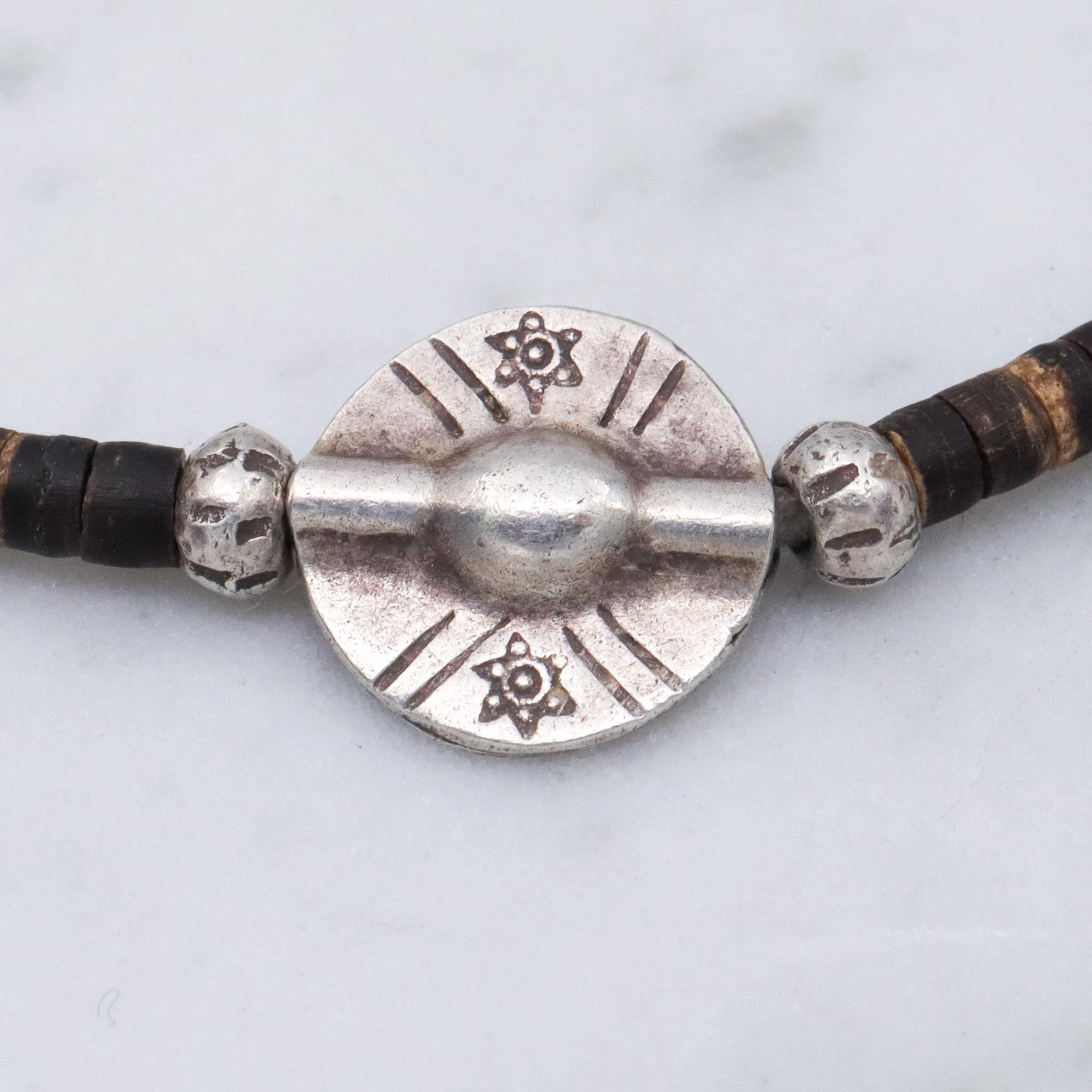 Vintage heishi shell bead sterling silver bracelet