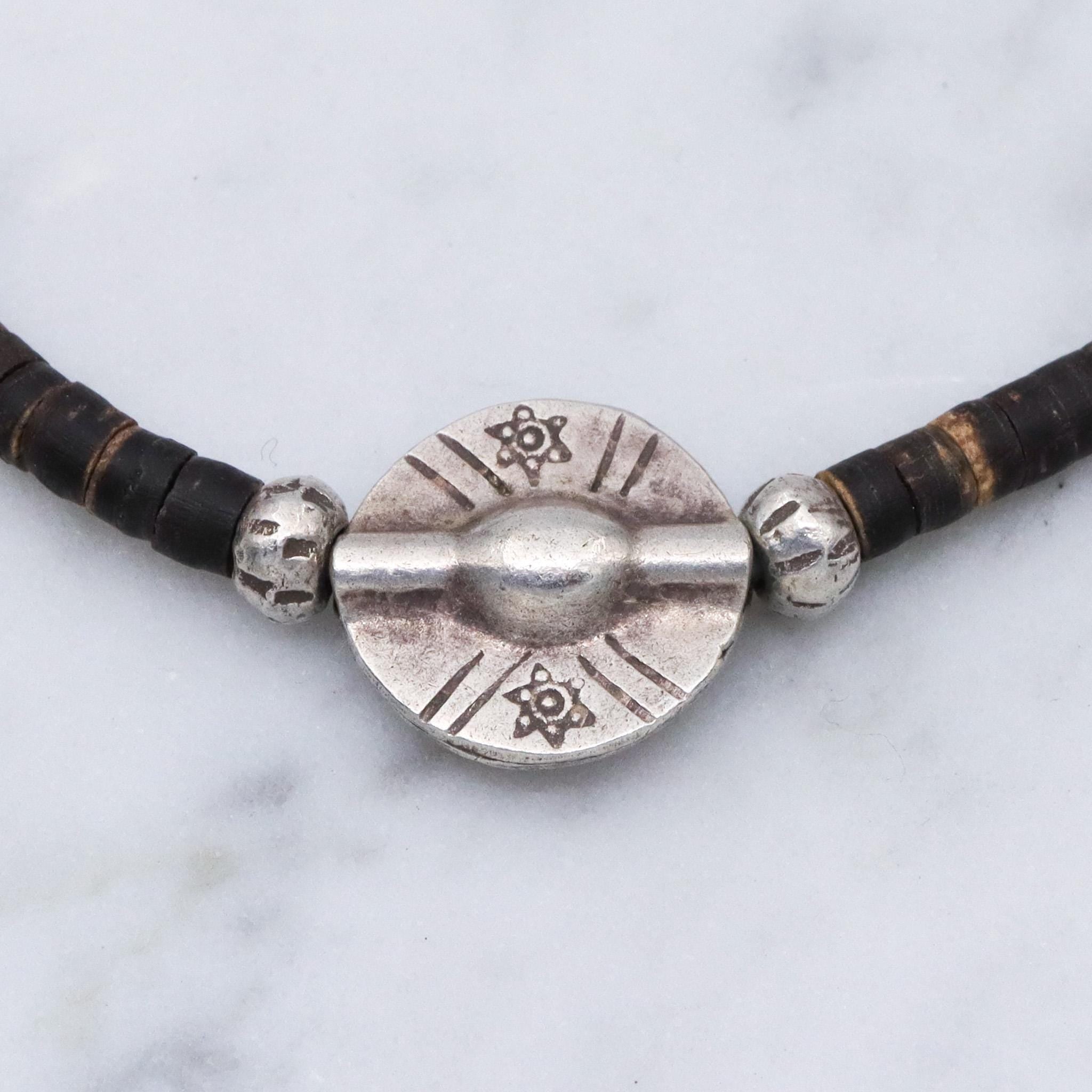 Vintage heishi shell bead sterling silver bracelet