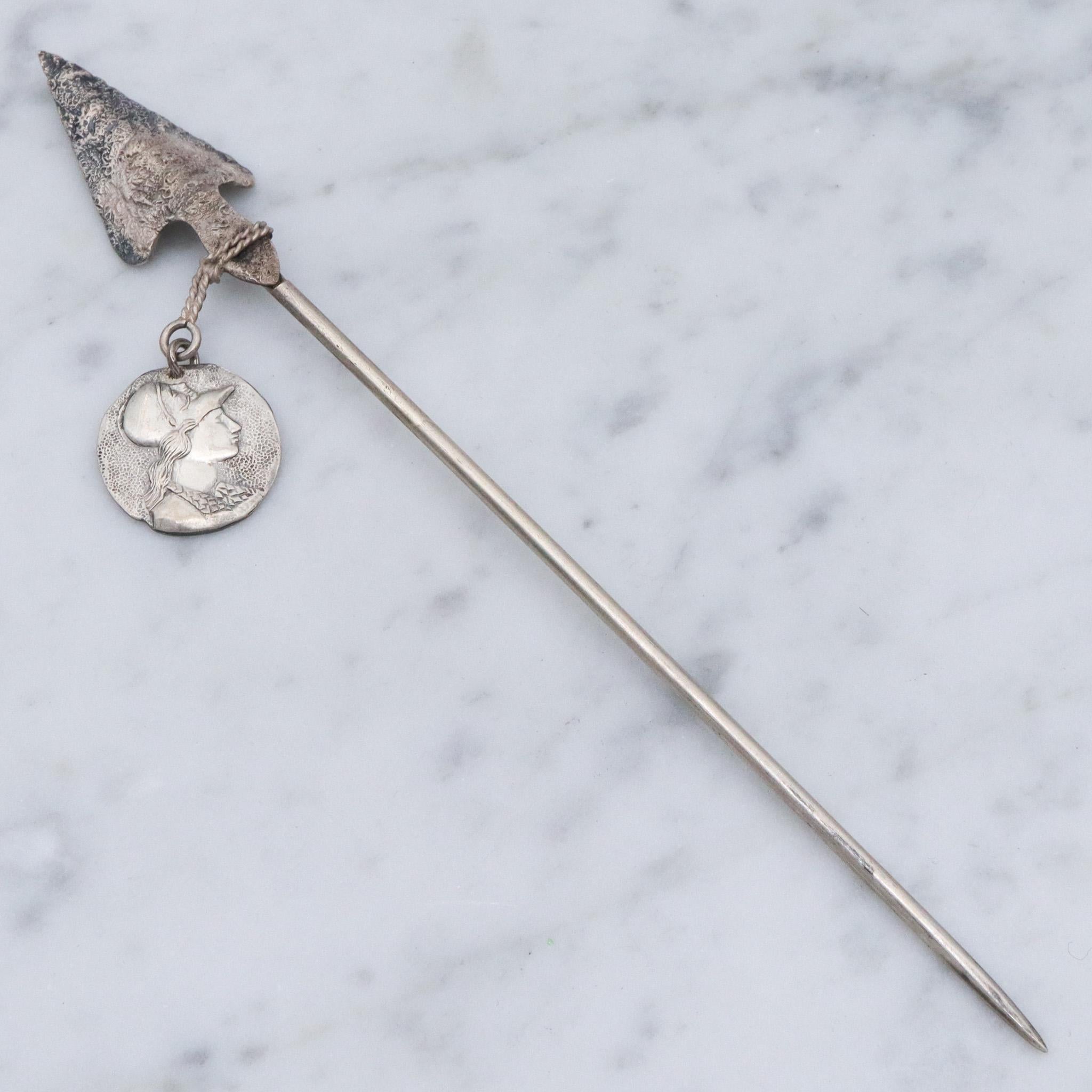 Rare Antique Shiebler style sterling silver jabot pin