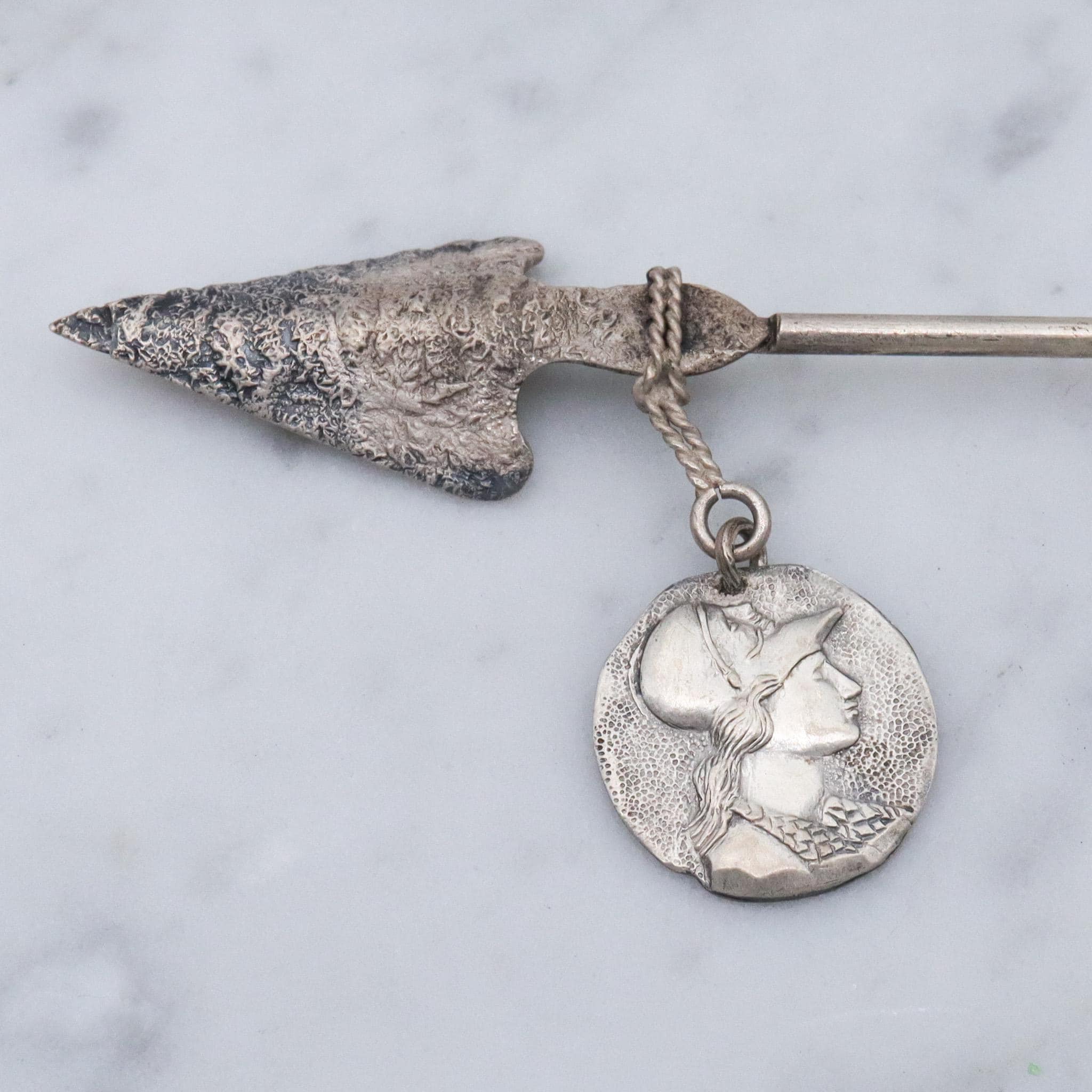Rare Antique Shiebler style sterling silver jabot pin