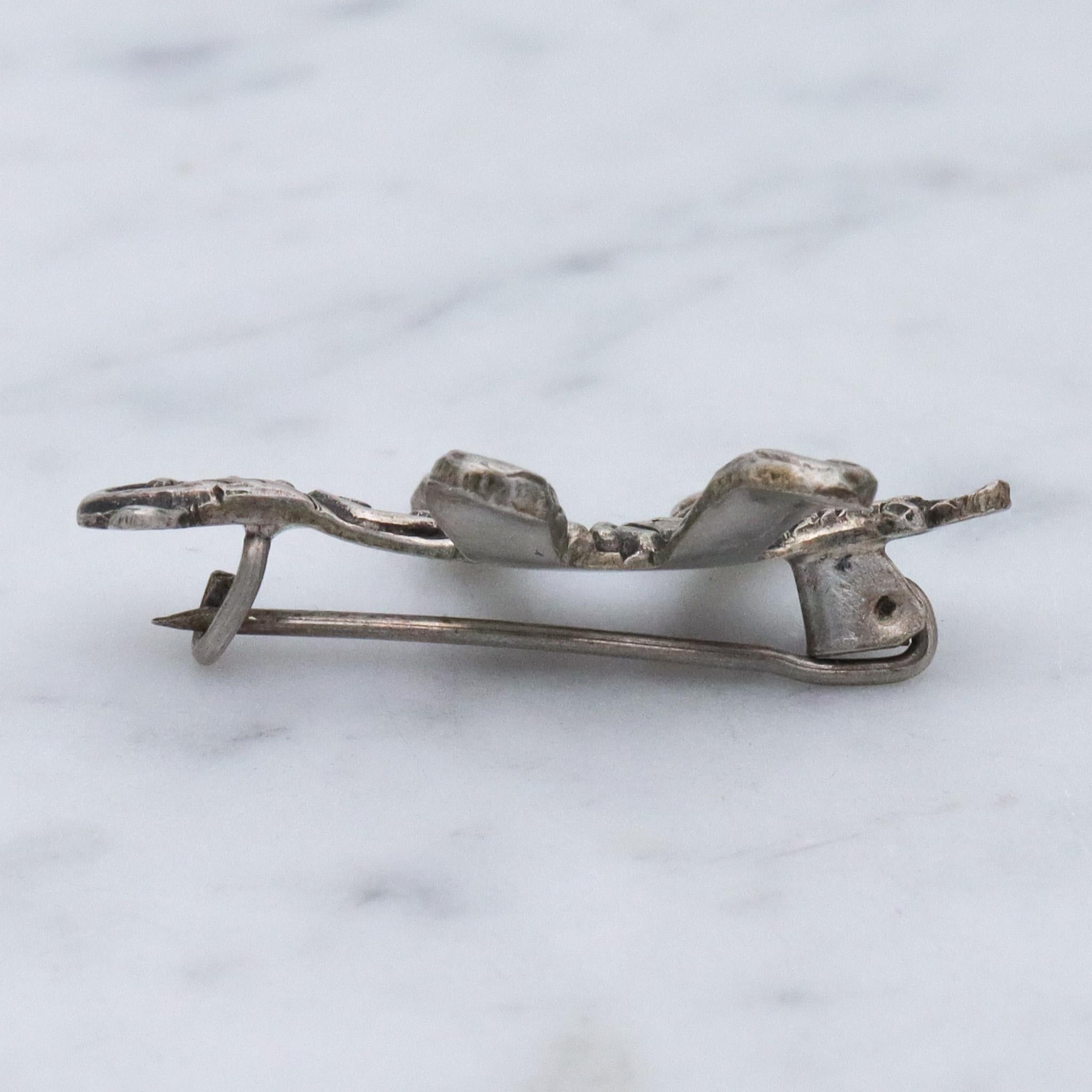 Antique renaissance revival sterling silver brooch