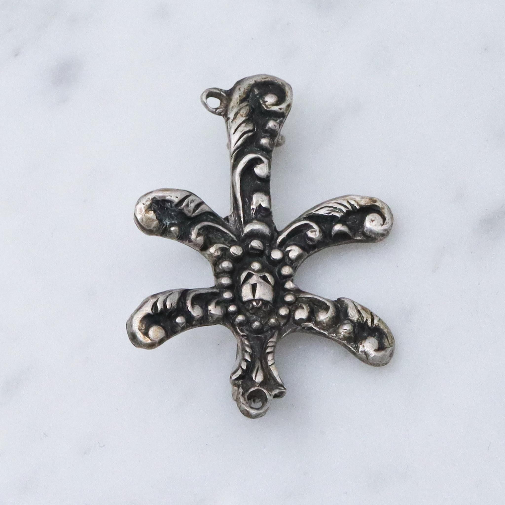 Antique renaissance revival sterling silver brooch