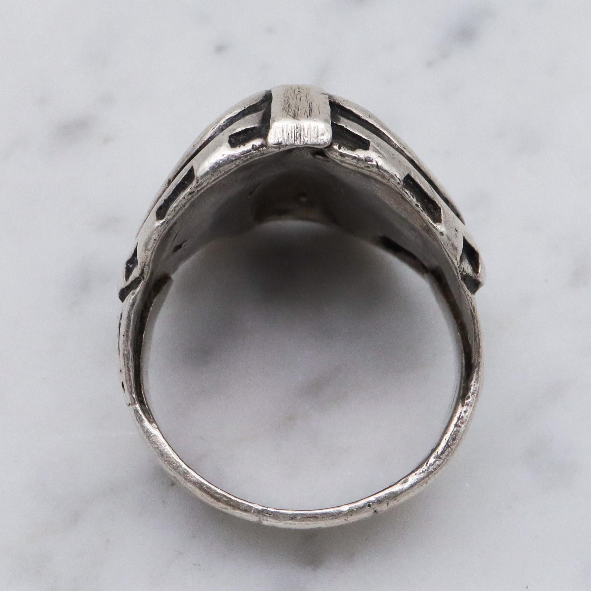 Retro sterling silver skeleton warrior heavy metal ring, sz 12