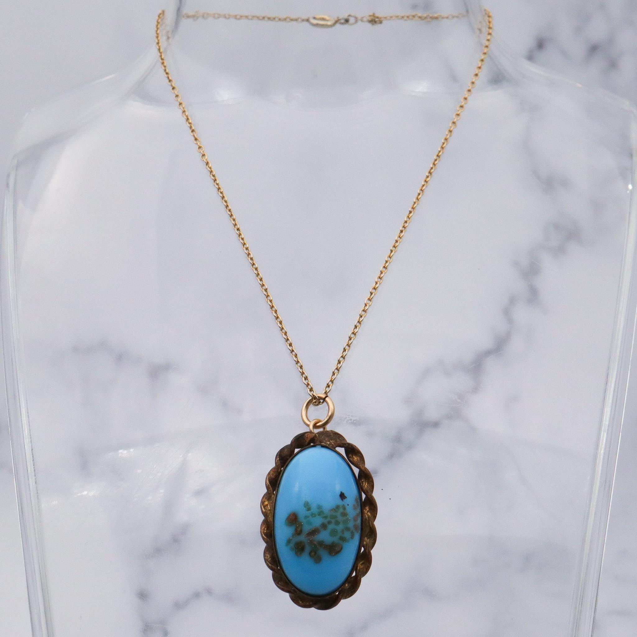 Antique Victorian brass art glass pendant