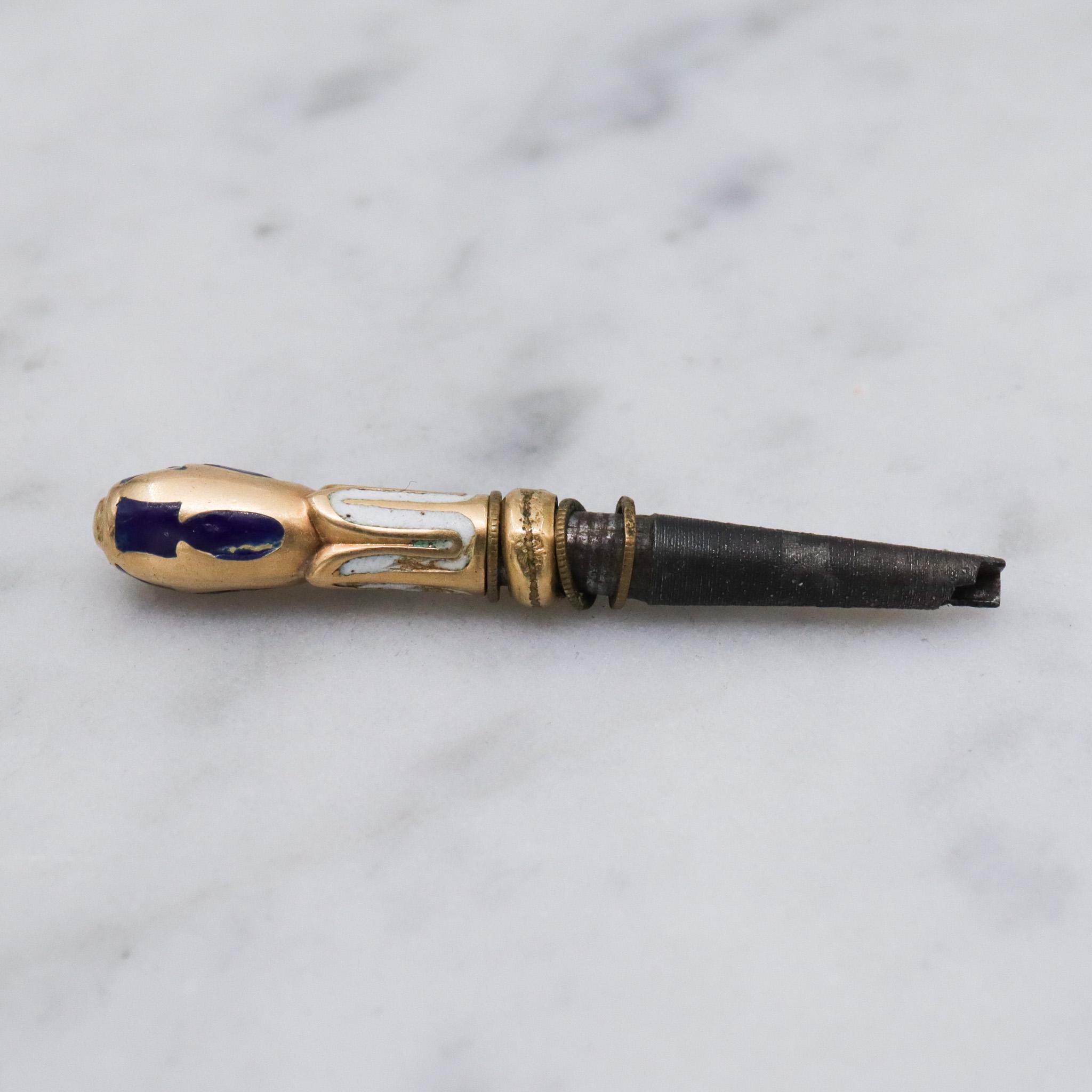 Antique Victorian 14k gold enamel watch key fob
