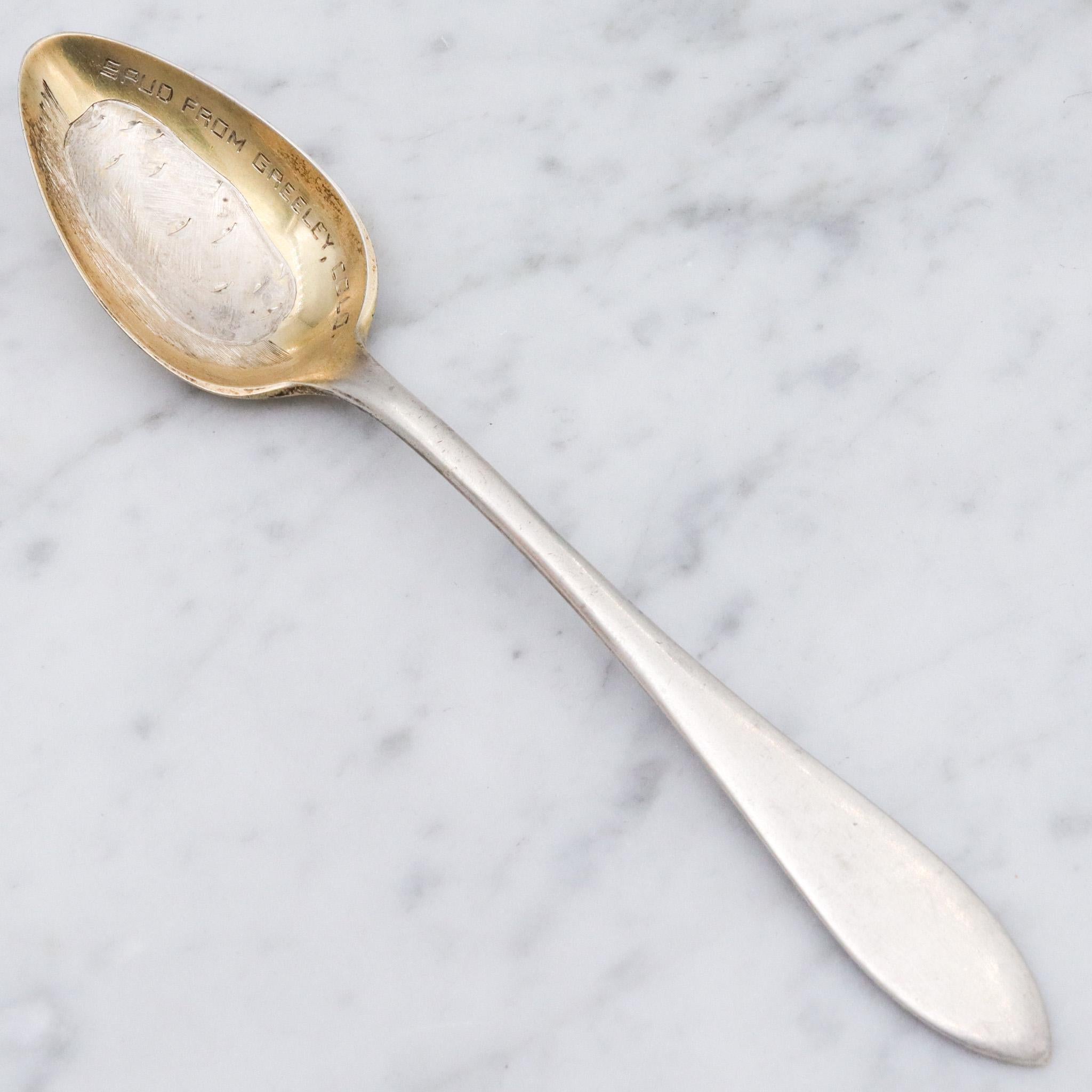Antique Towle gilt sterling "Spud from Greeley Colorado" souvenir spoon