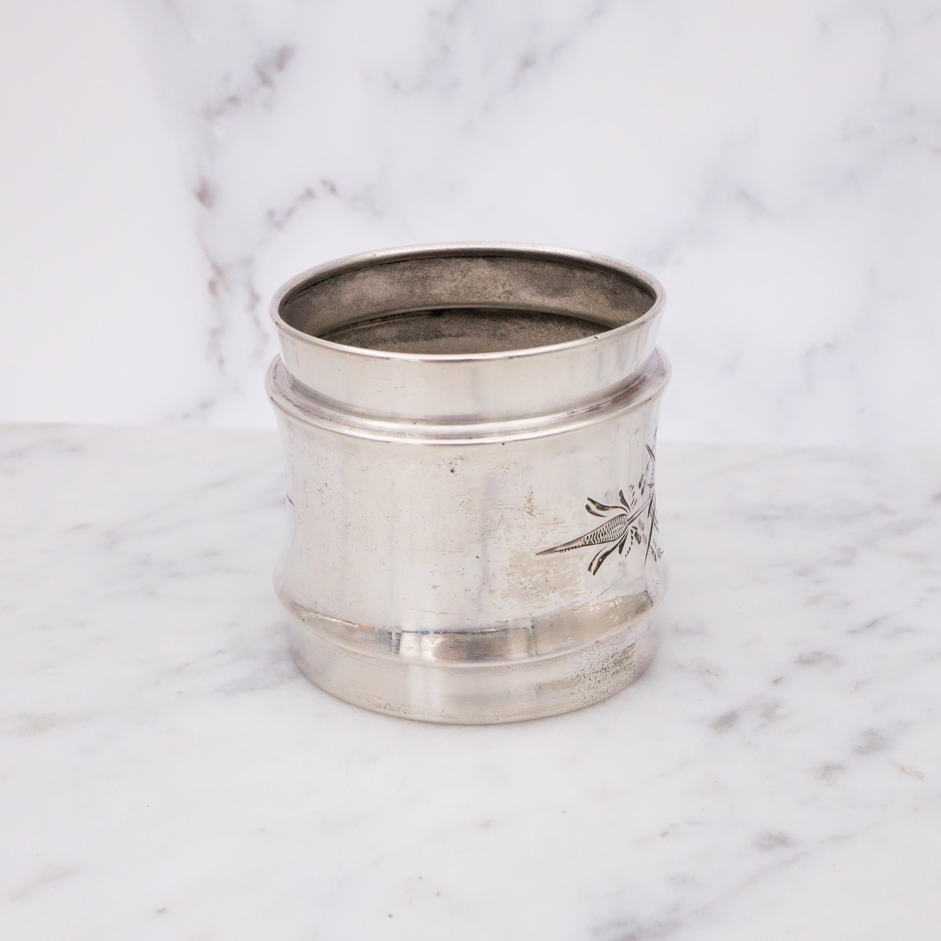 Antique aesthetic American coin silver napkin ring engraved "Orra"