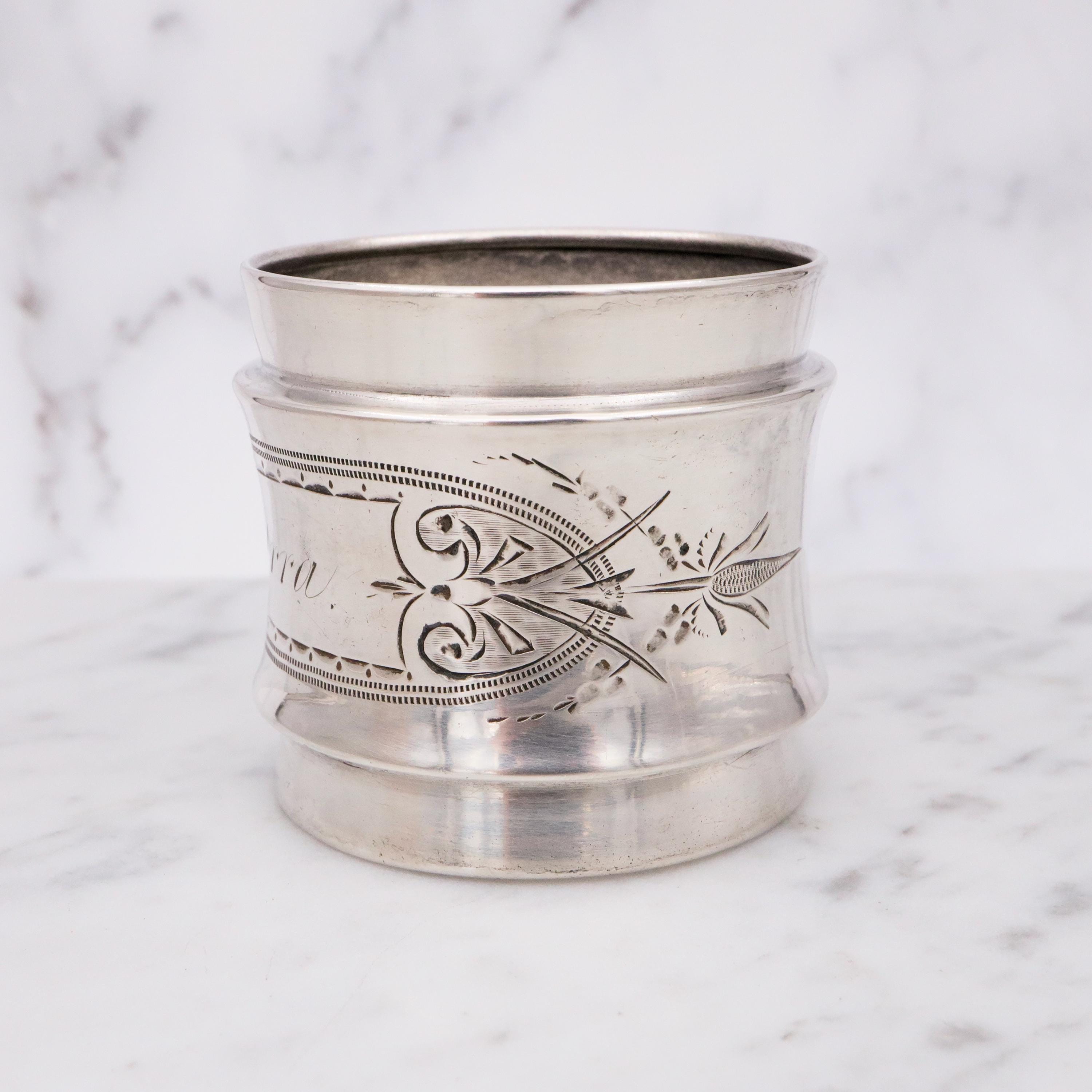 Antique aesthetic American coin silver napkin ring engraved "Orra"