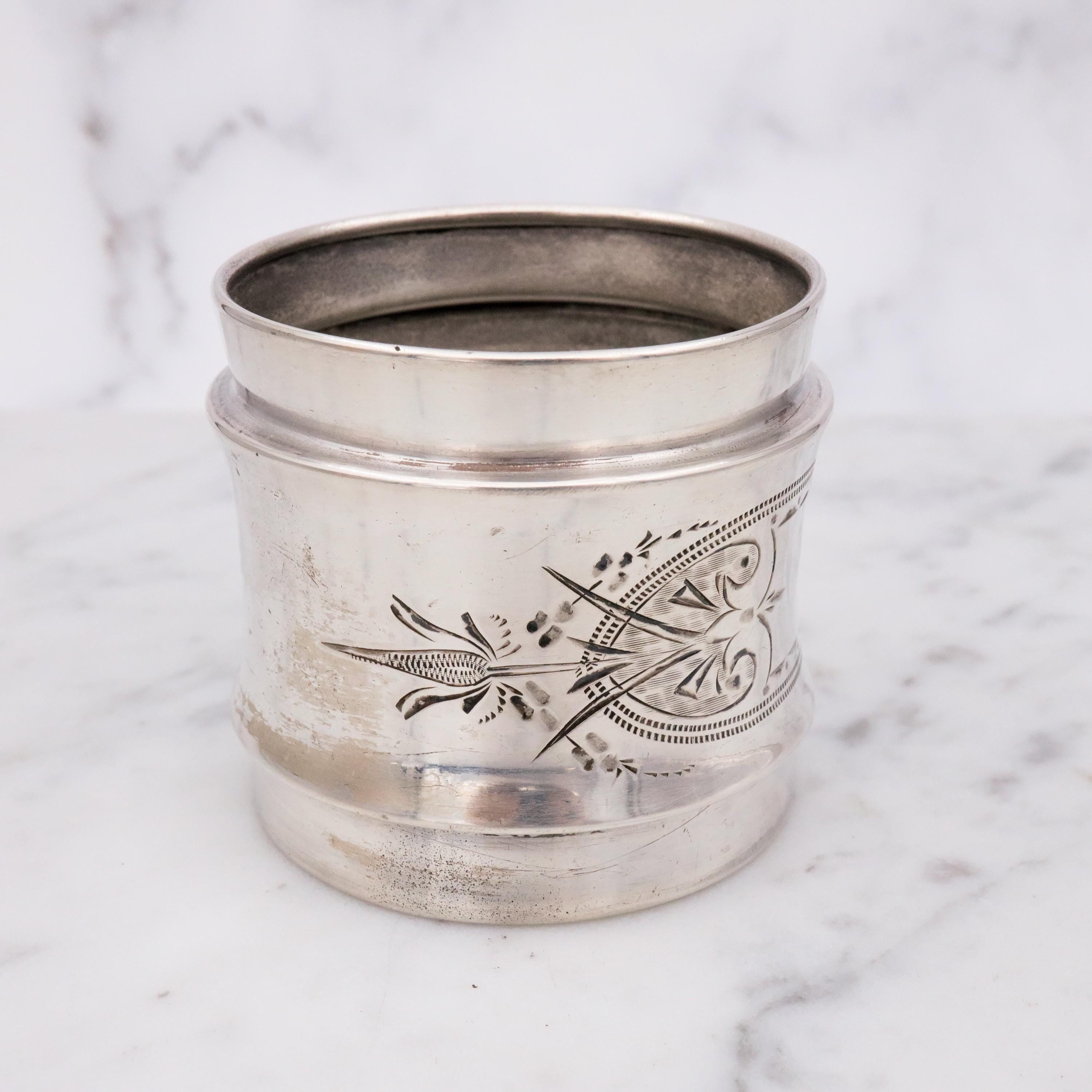 Antique aesthetic American coin silver napkin ring engraved "Orra"