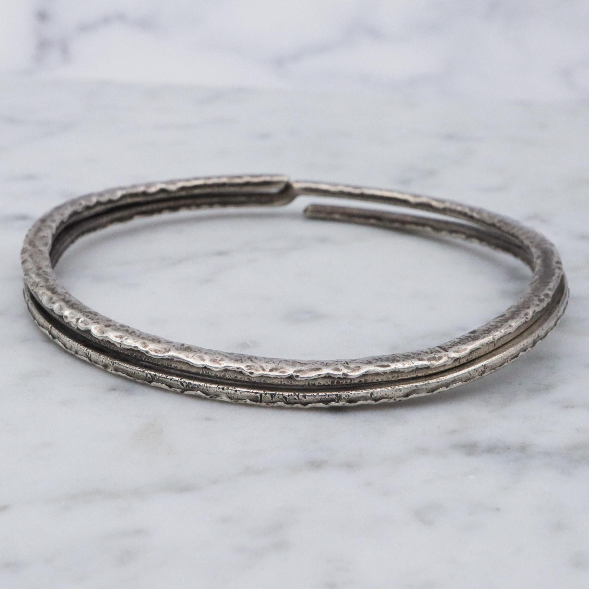 Rare antique Tiffany & Co hand hammered sterling silver split key ring bangle