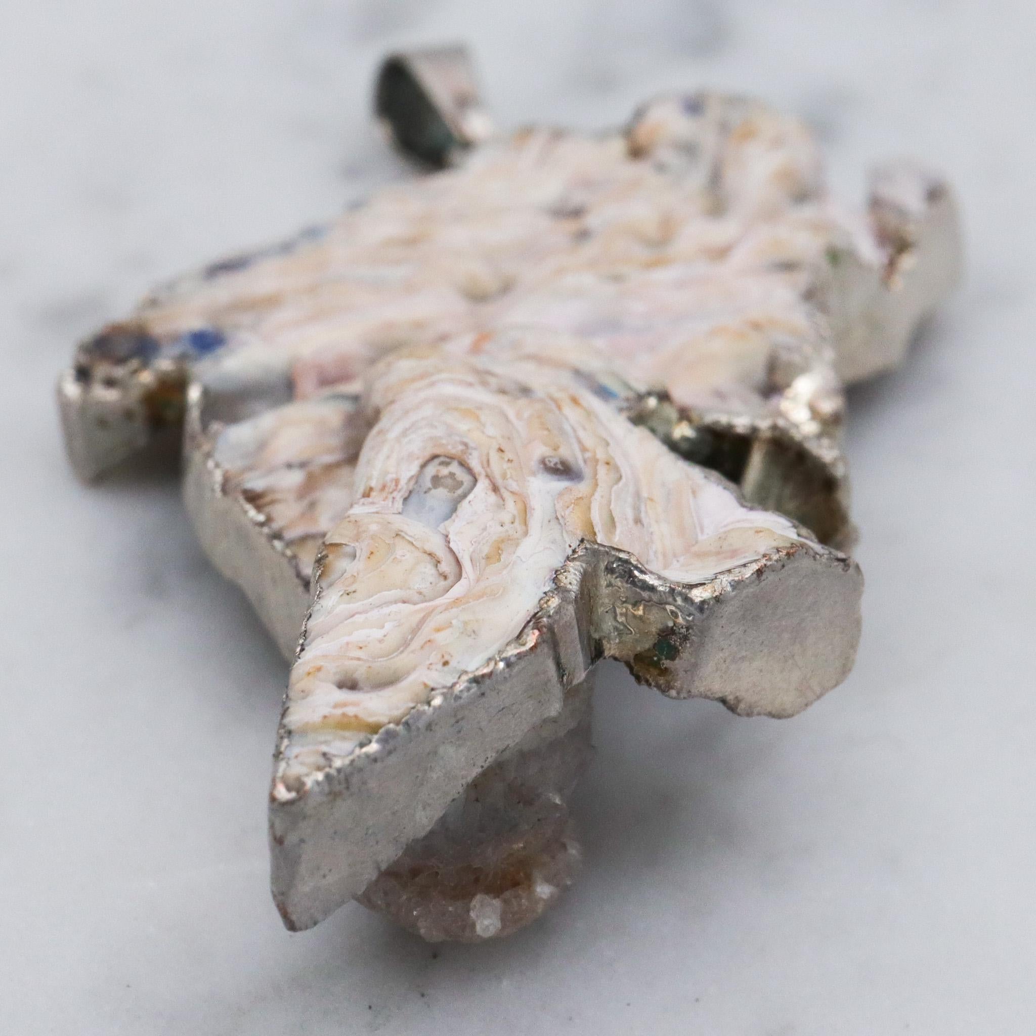 Vintage sterling silver agate geode specimen handmade pendant
