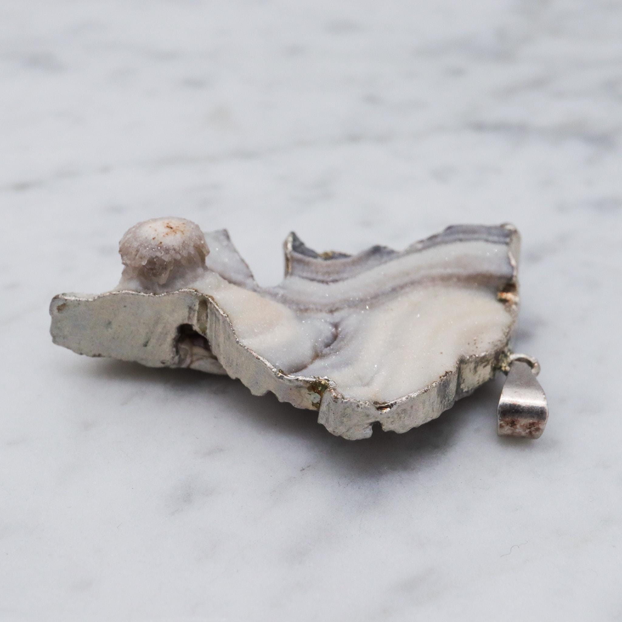 Vintage sterling silver agate geode specimen handmade pendant