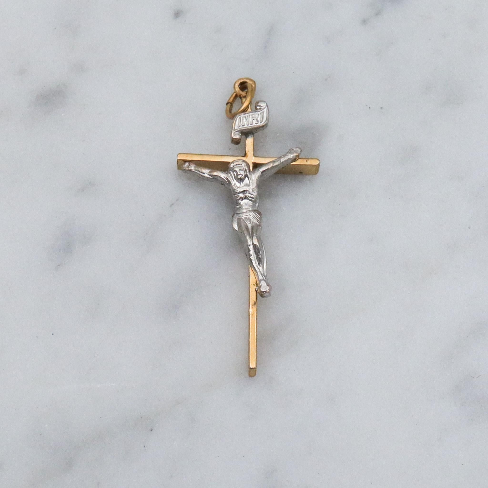 Retro Theda 14k gold filled cross pendant