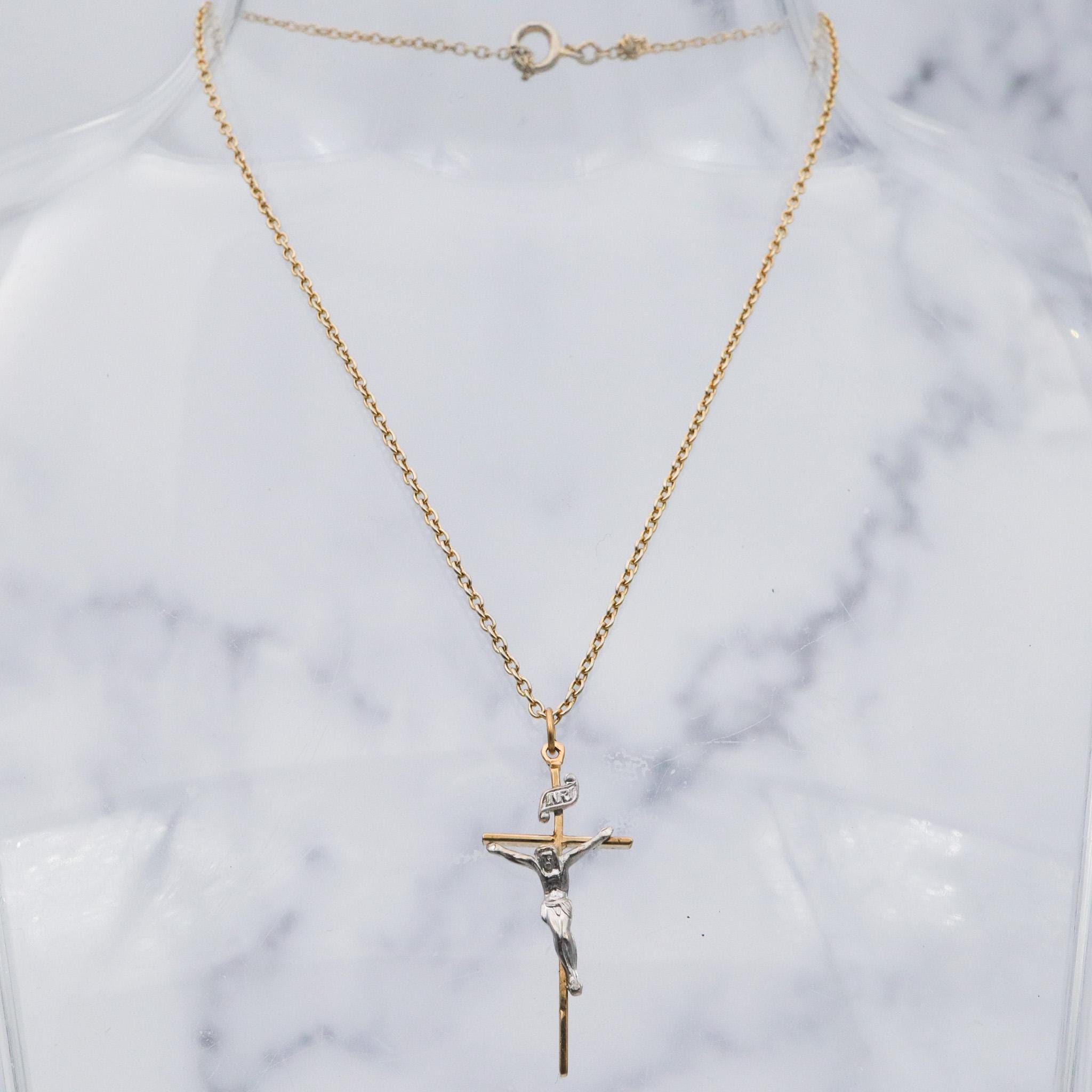 Retro Theda 14k gold filled cross pendant