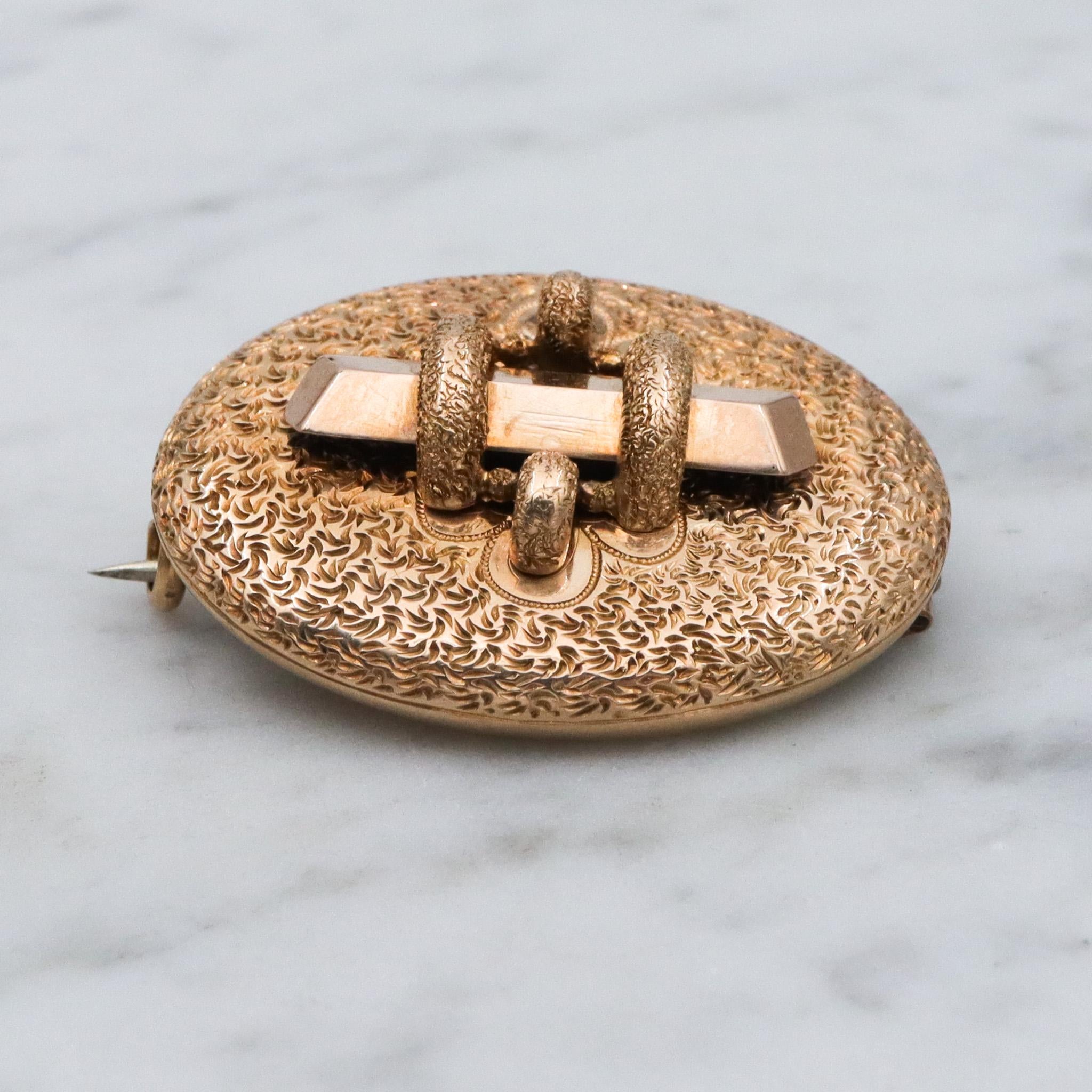 Antique Victorian 14k gold button brooch with watch clip