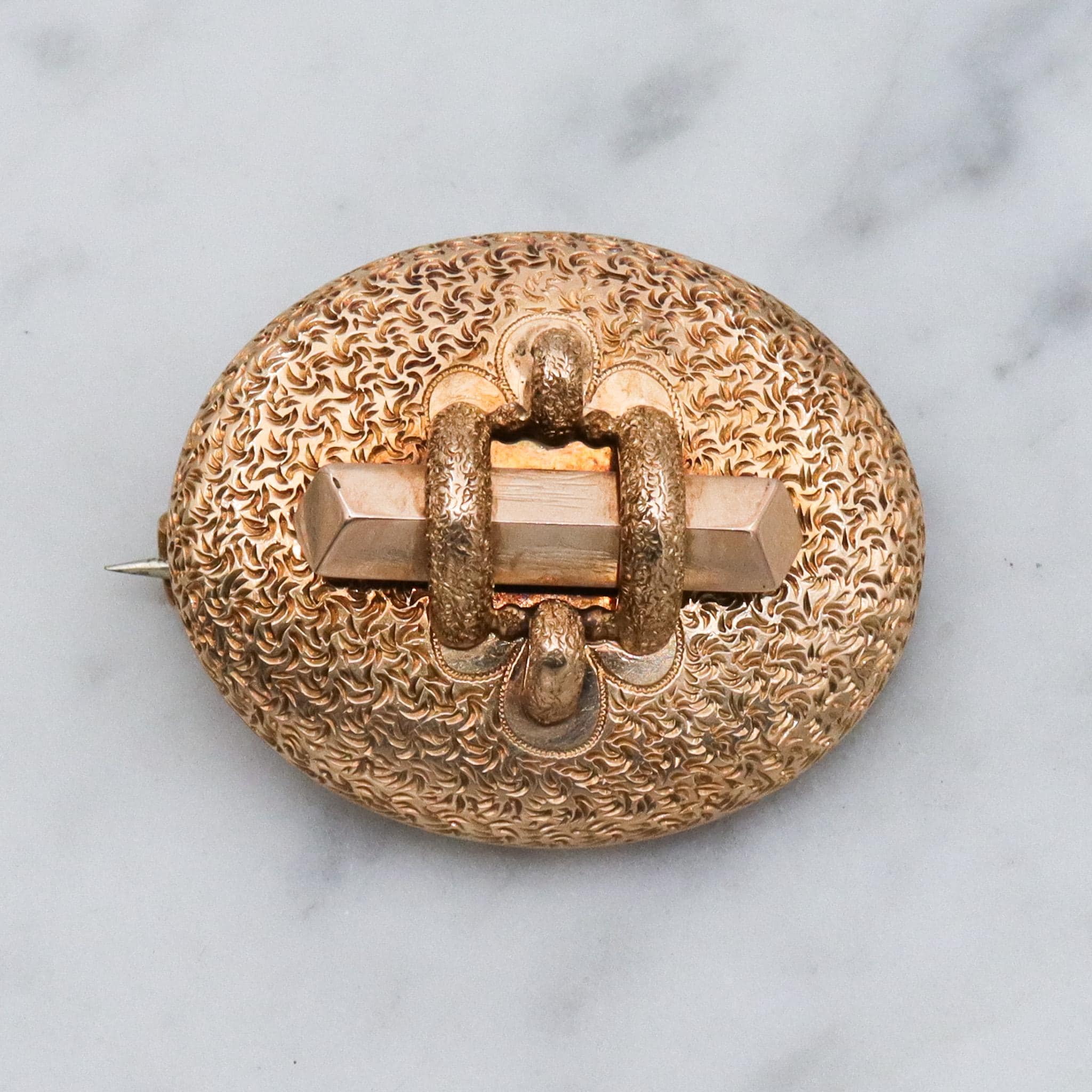 Antique Victorian 14k gold button brooch with watch clip