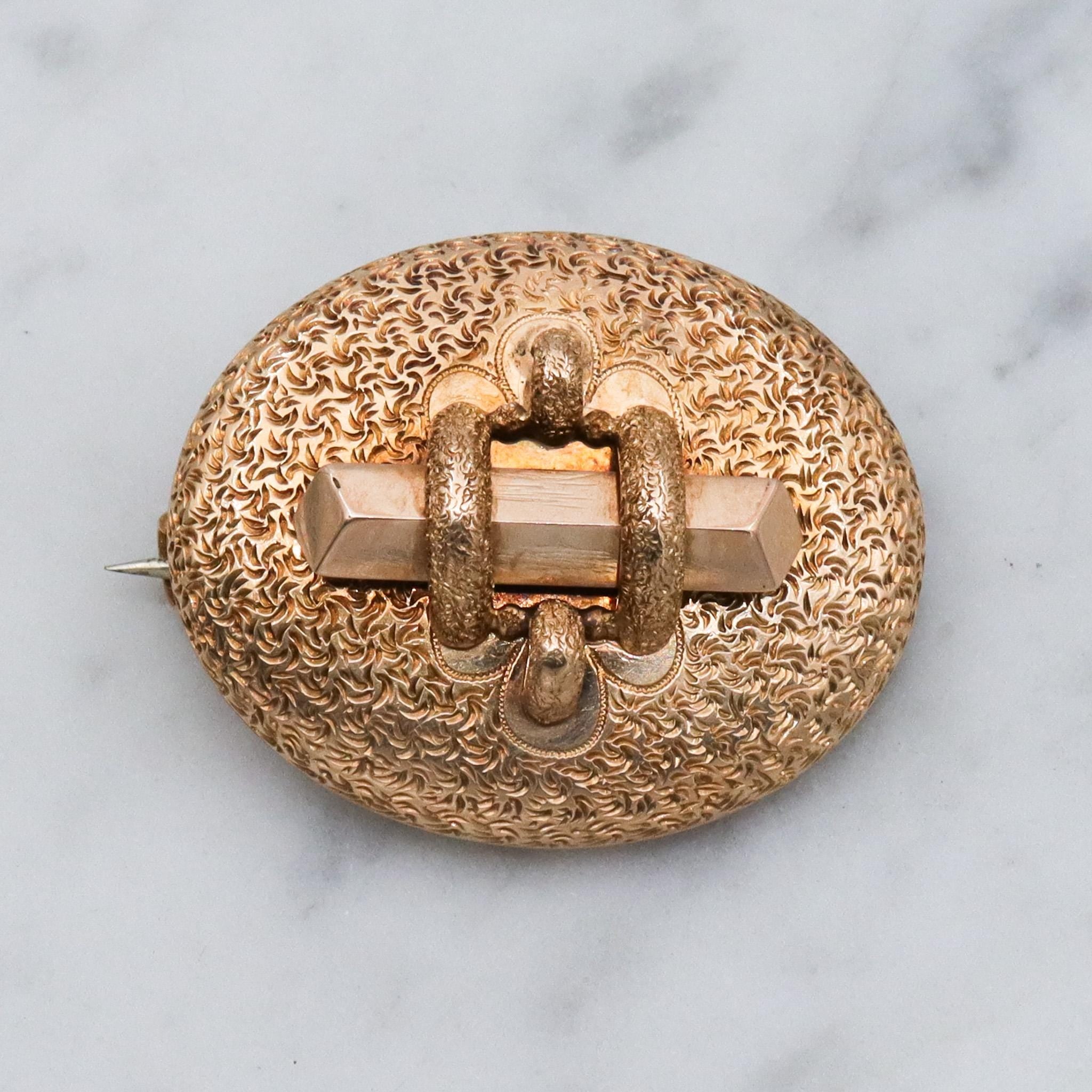 Antique Victorian 14k gold button brooch with watch clip