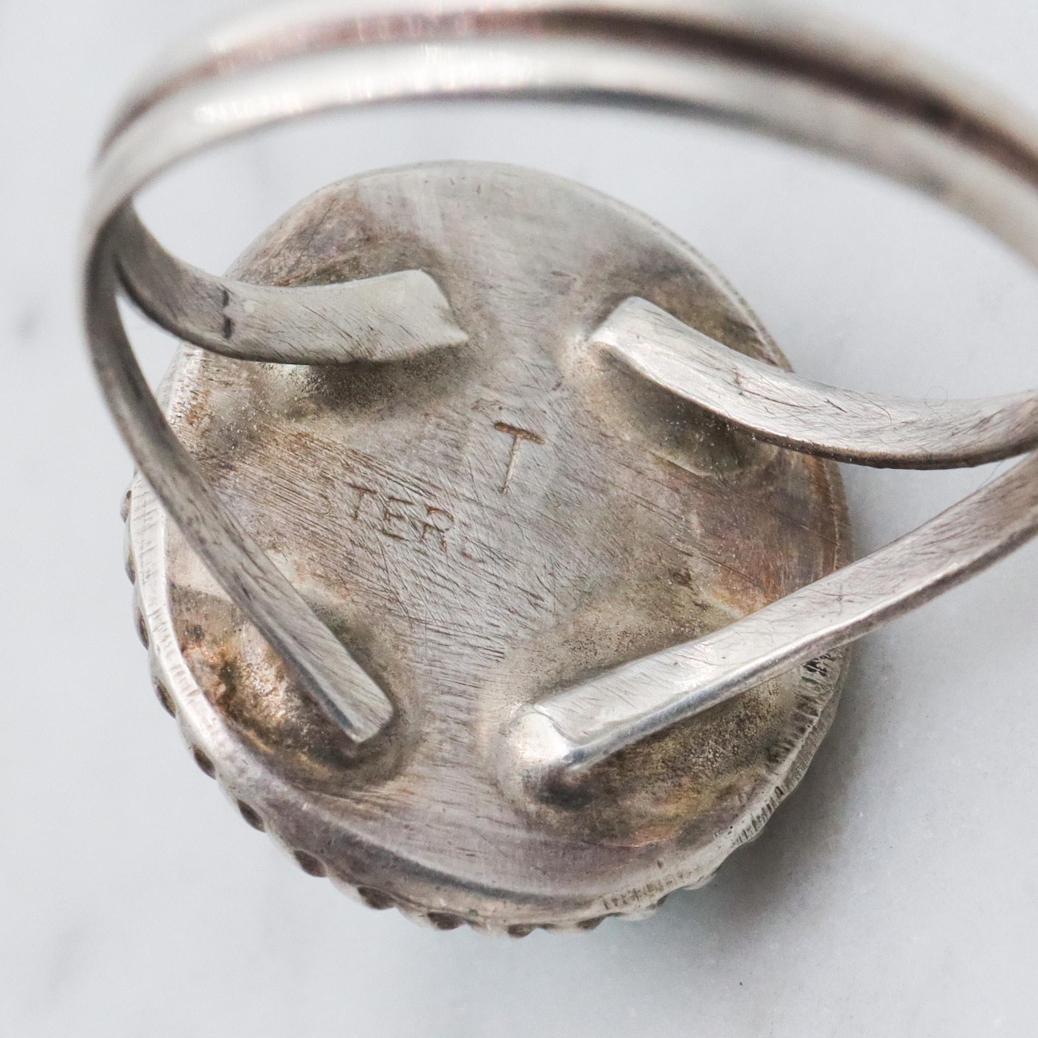 Vintage Herbert Tsosie Navajo sterling silver turquoise ring, sz 8.25