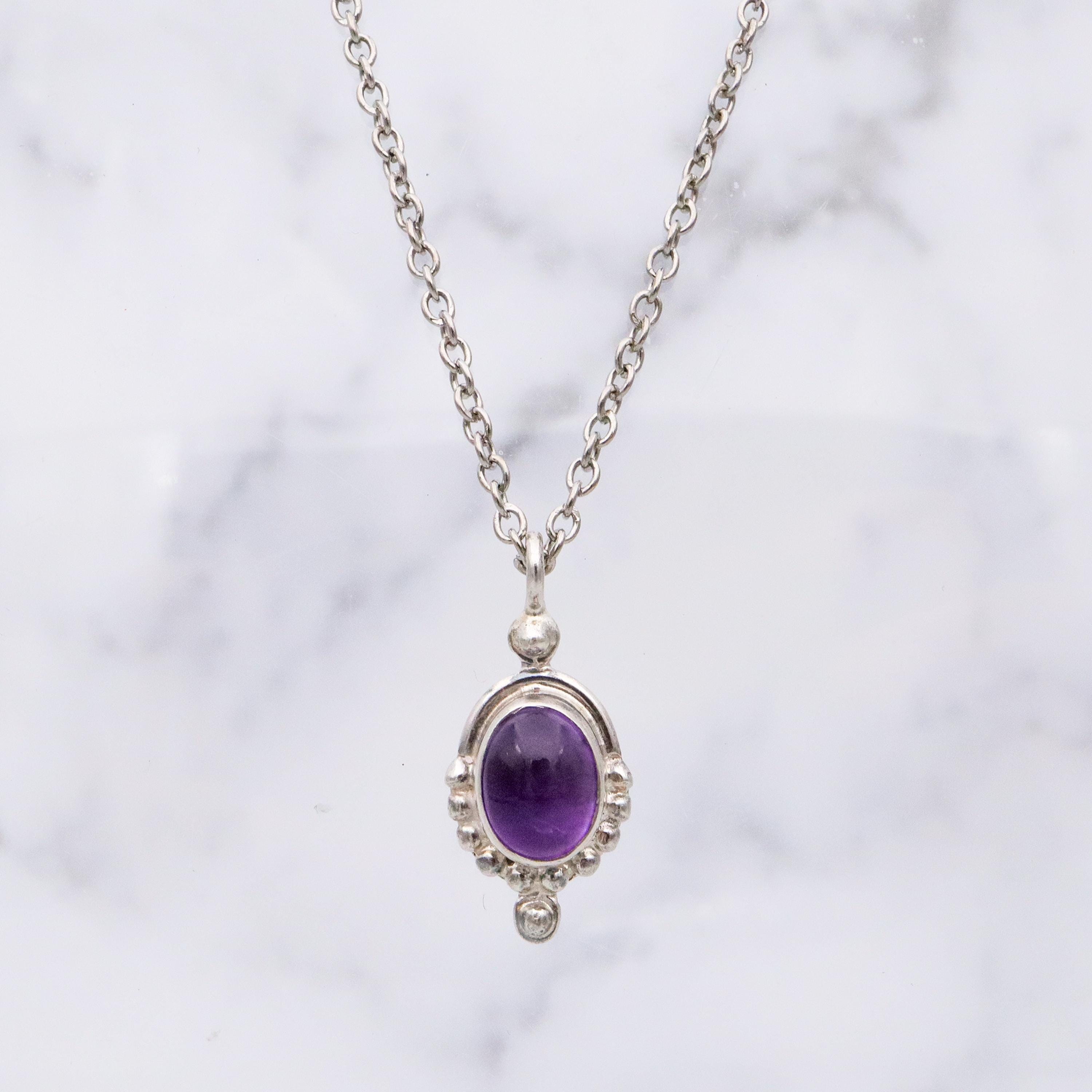 Vintage sterling silver amethyst bubble drop pendant