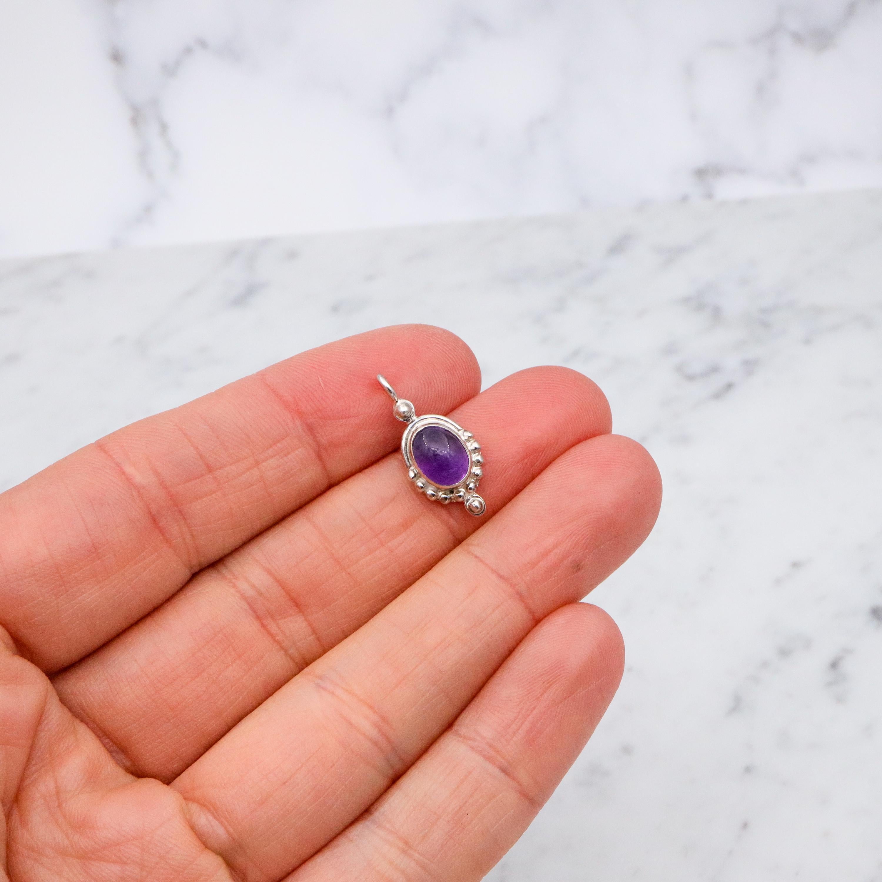 Vintage sterling silver amethyst bubble drop pendant