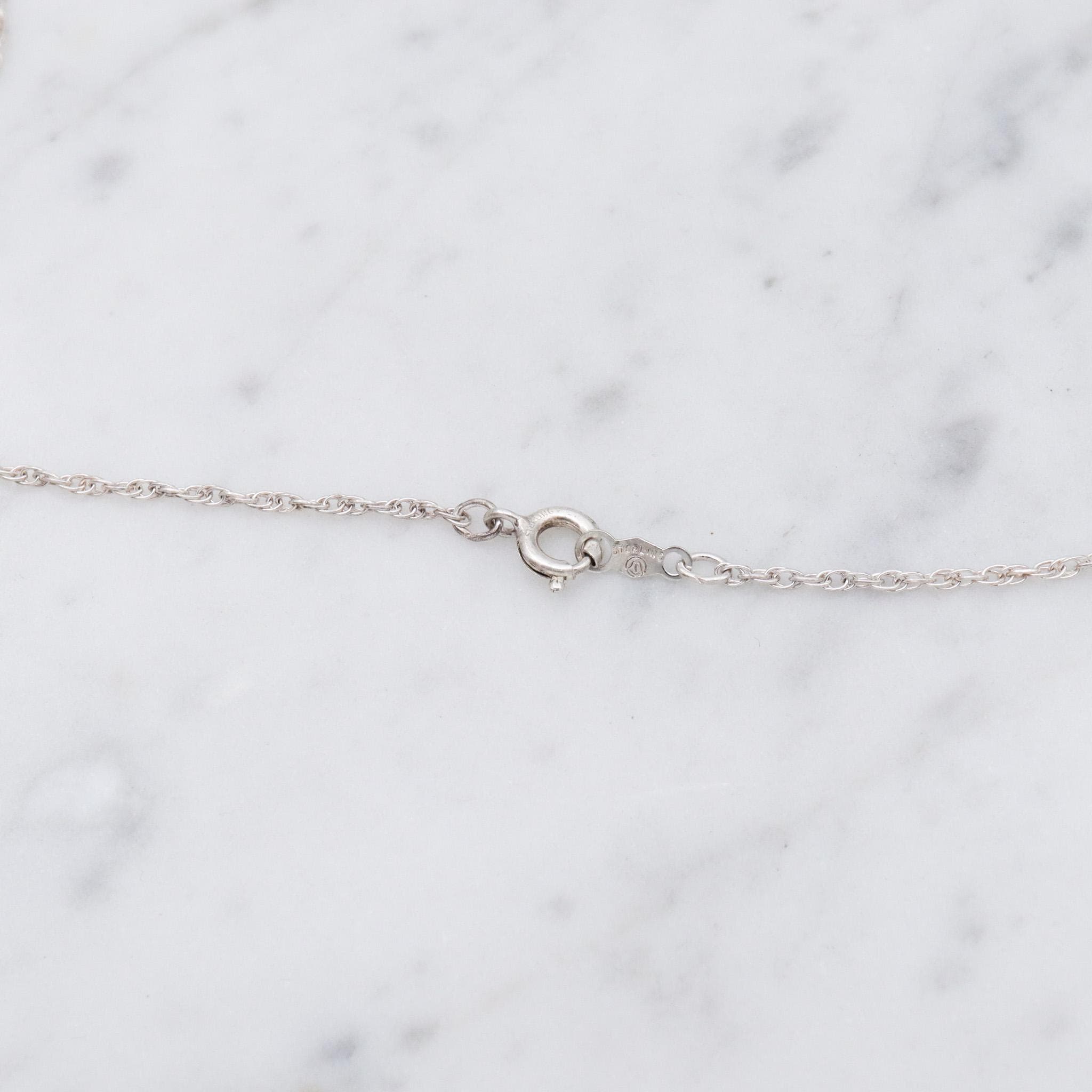 Vintage sterling silver double open heart pendant necklace