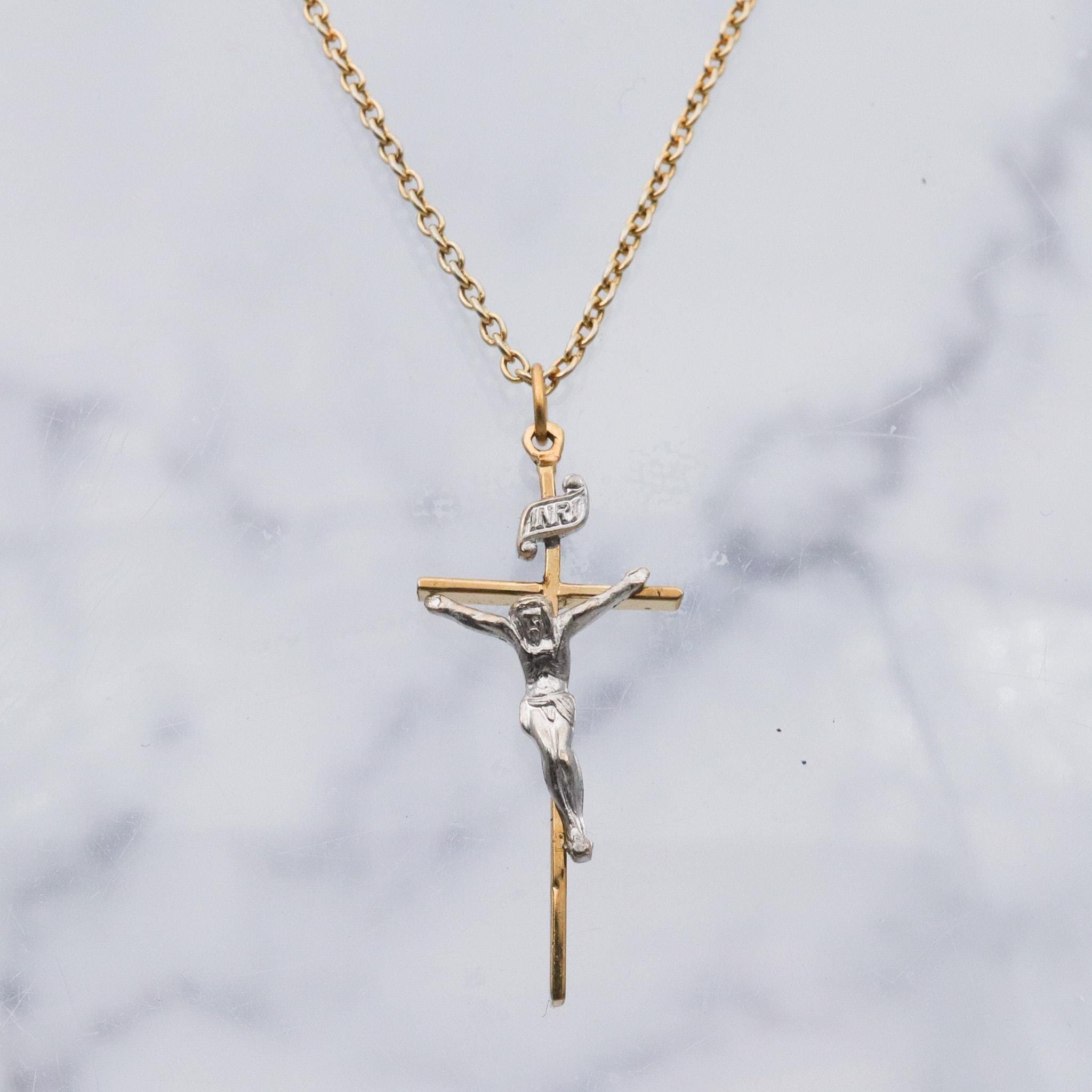 Retro Theda 14k gold filled cross pendant