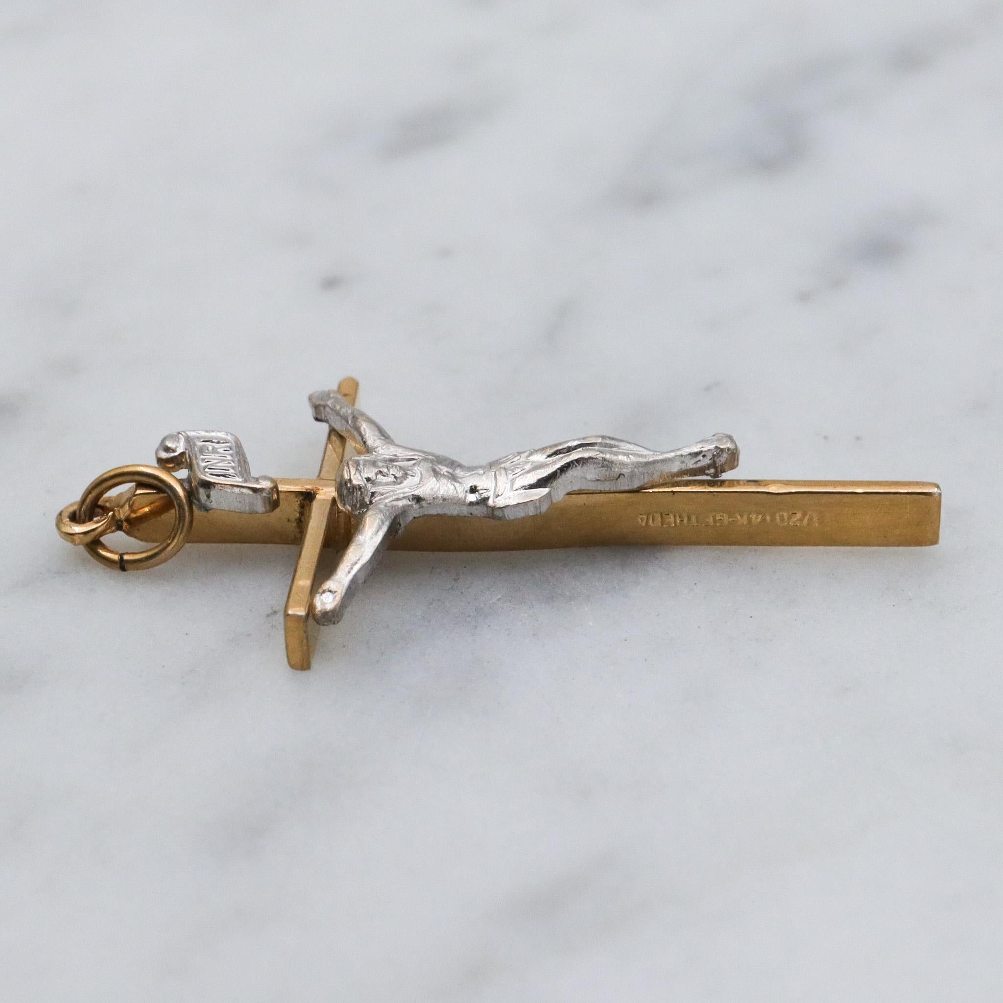 Retro Theda 14k gold filled cross pendant