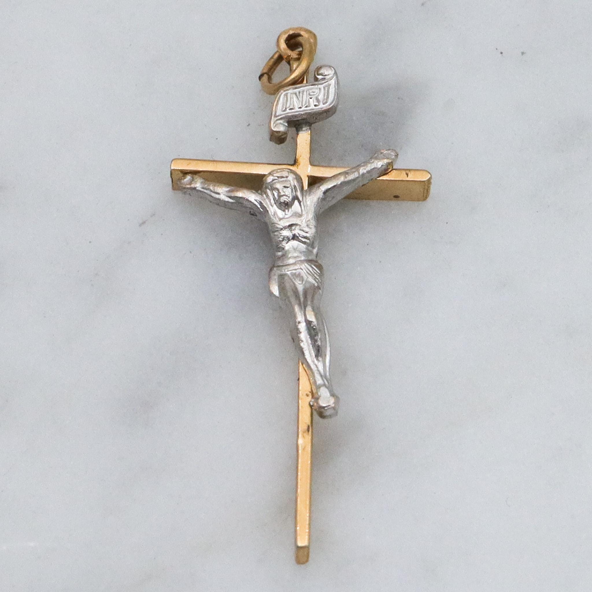 Retro Theda 14k gold filled cross pendant