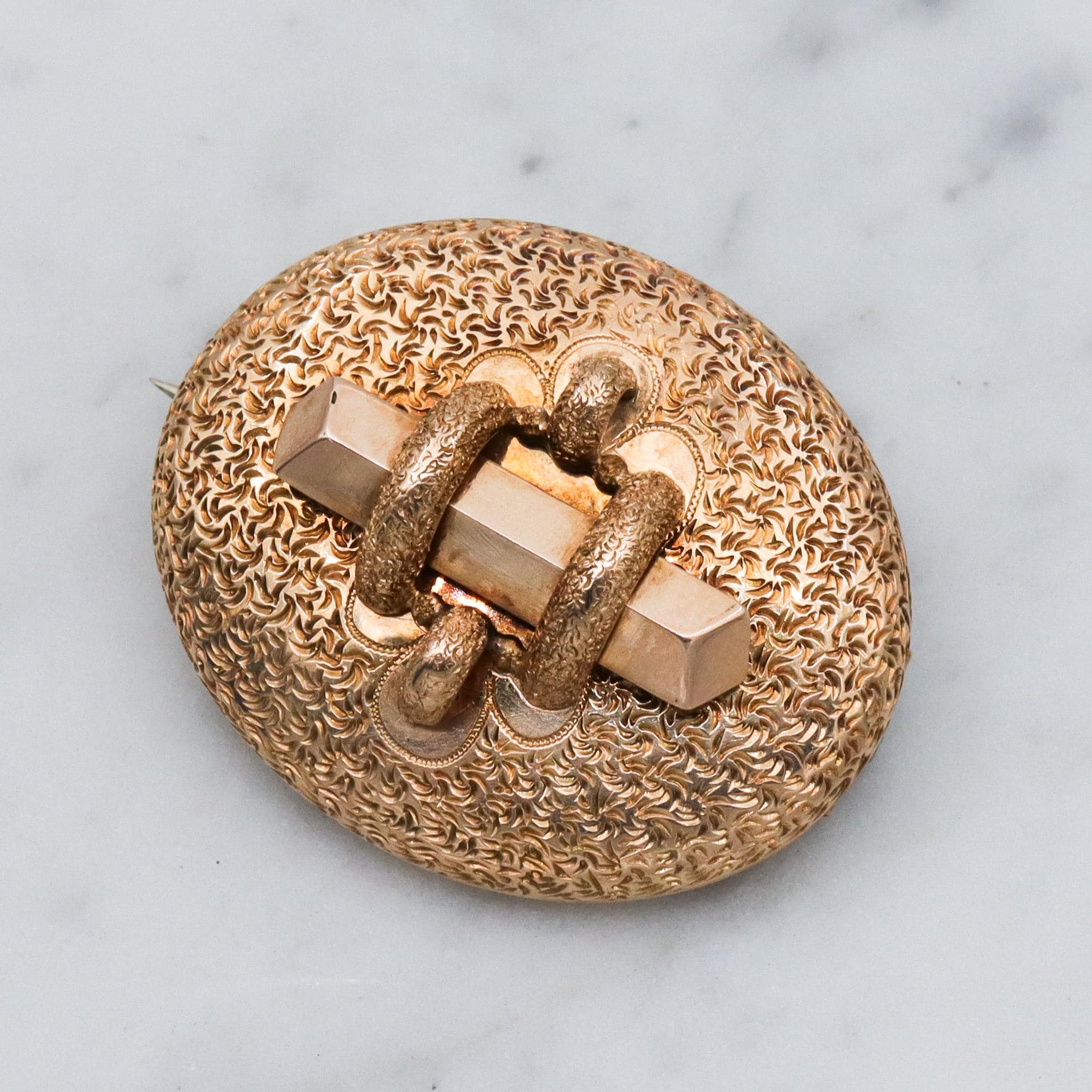 Antique Victorian 14k gold button brooch with watch clip