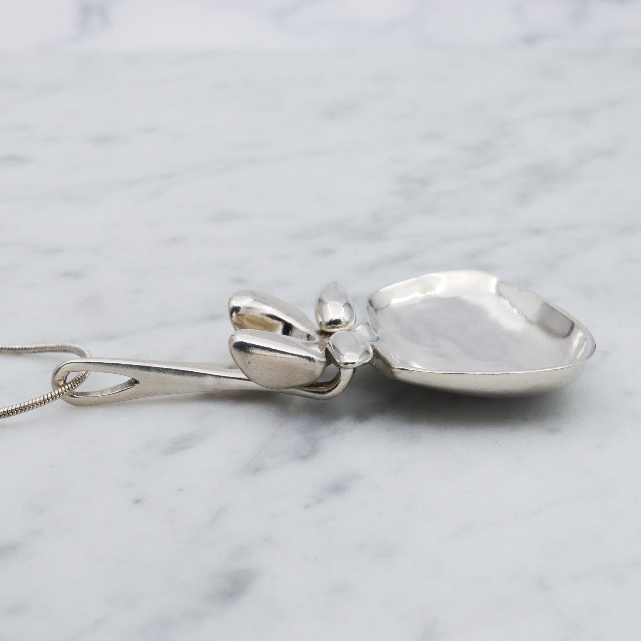 Mid Century Modern Miguel Cisneros Arce structural two part sterling necklace