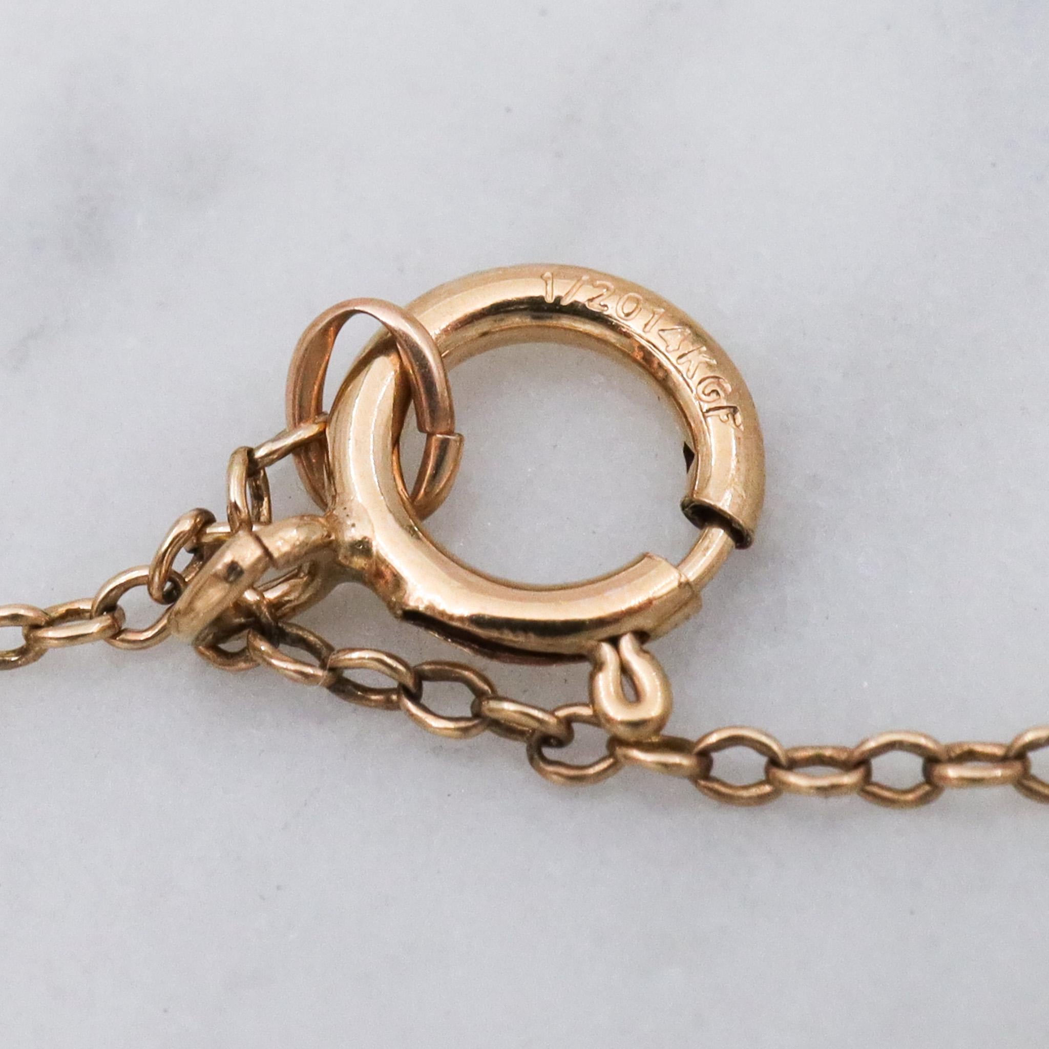 Retro two toned gold plated rosebud heart pendant necklace