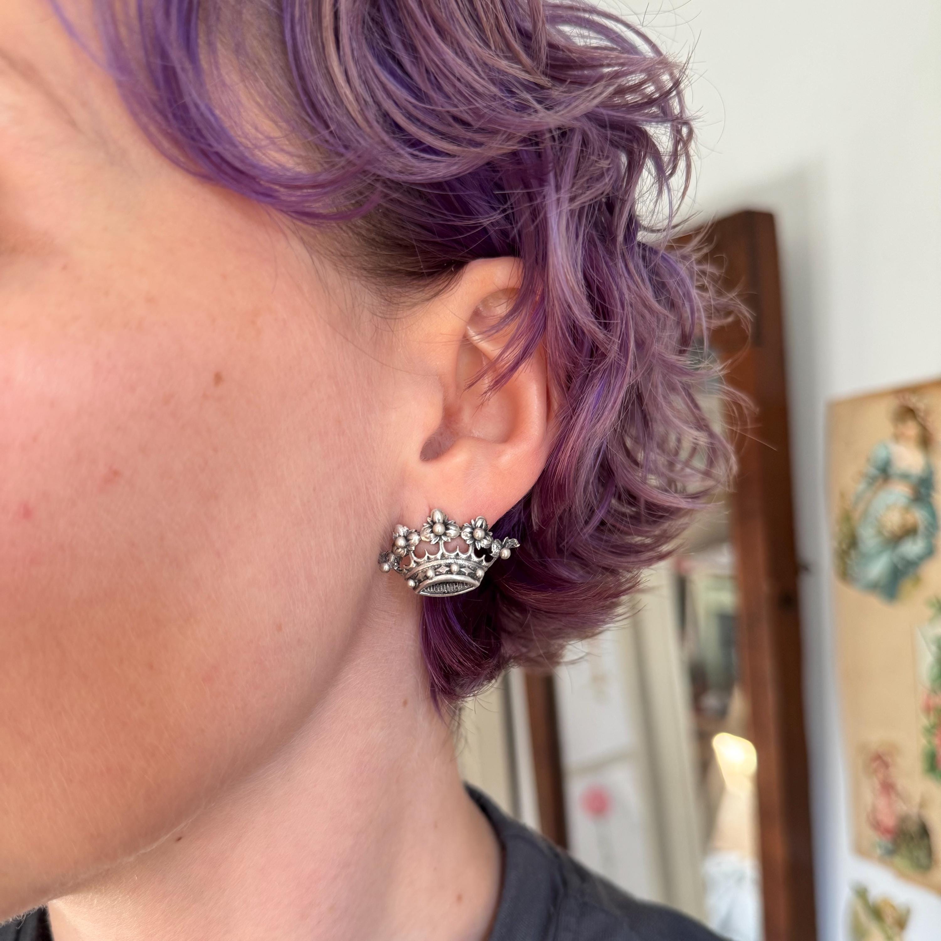 Vintage MCM Guglielmo Cini sterling crown earrings