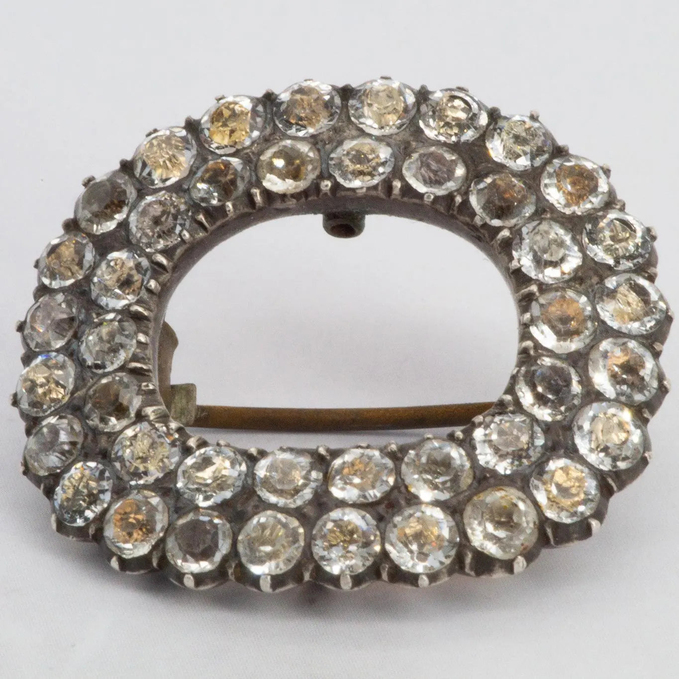 Antique Georgian 10K and Sterling Foil Back Rock Crystal Converted Pin