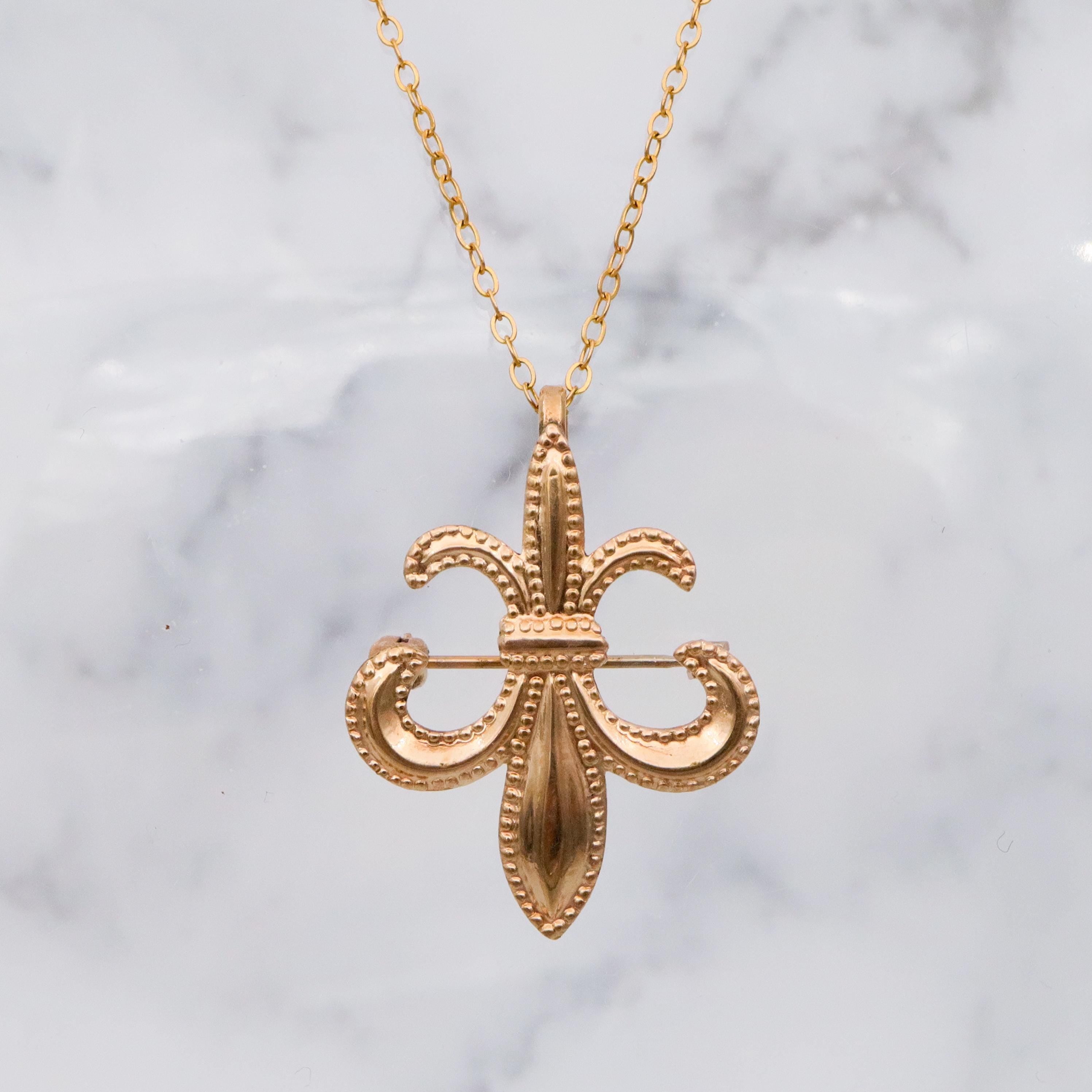 Antique Victorian gold filled fleur de lis watch clip pin