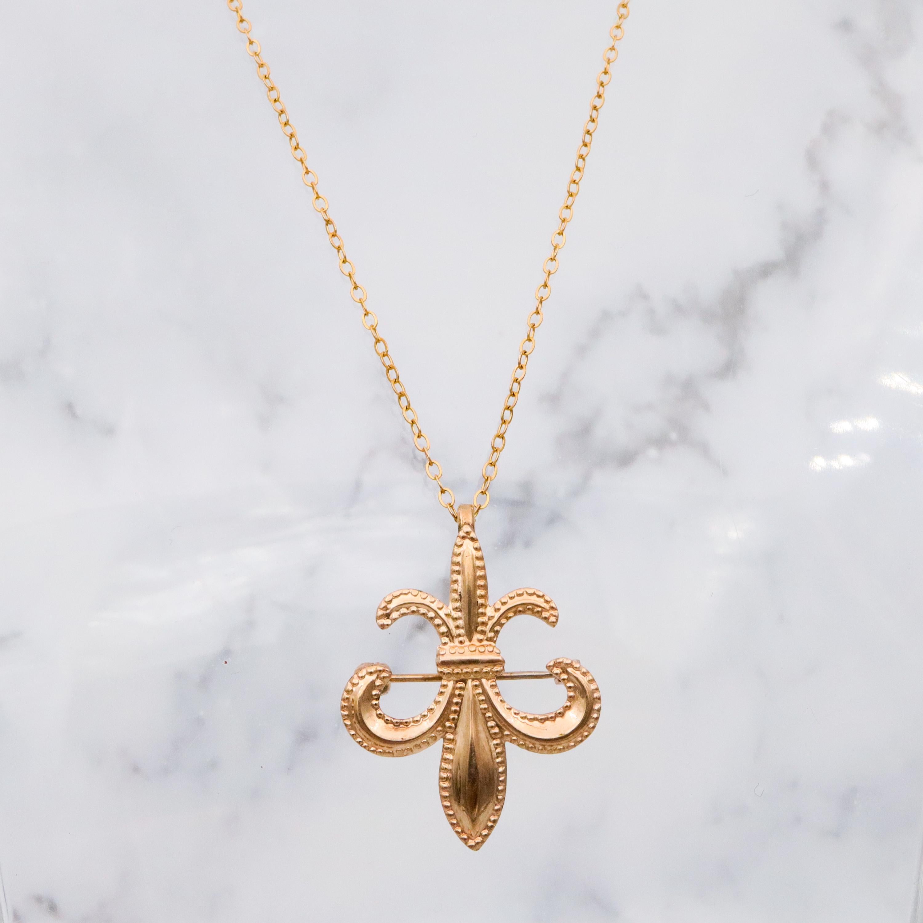 Antique Victorian gold filled fleur de lis watch clip pin