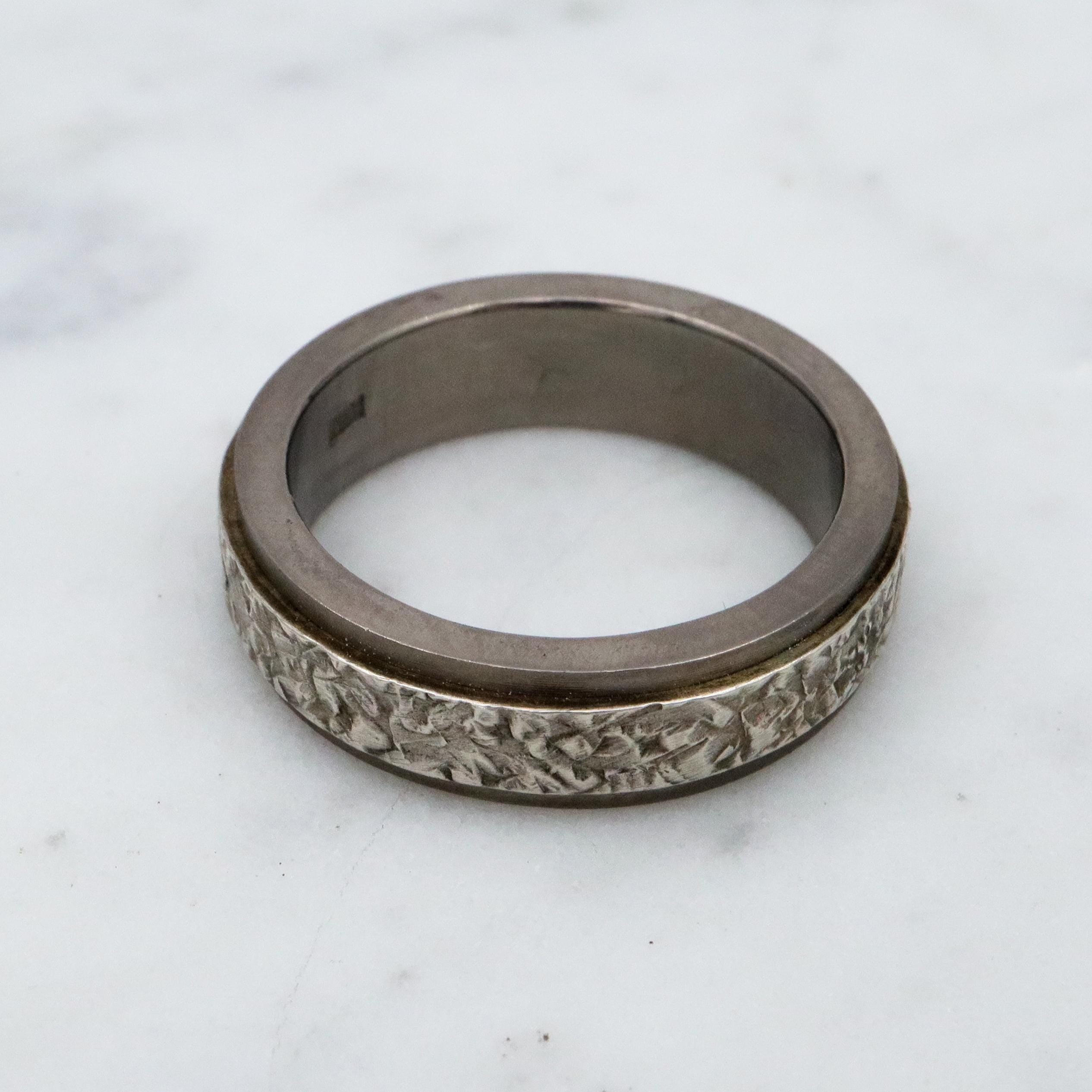 Vintage titanium textured wedding band, size 8