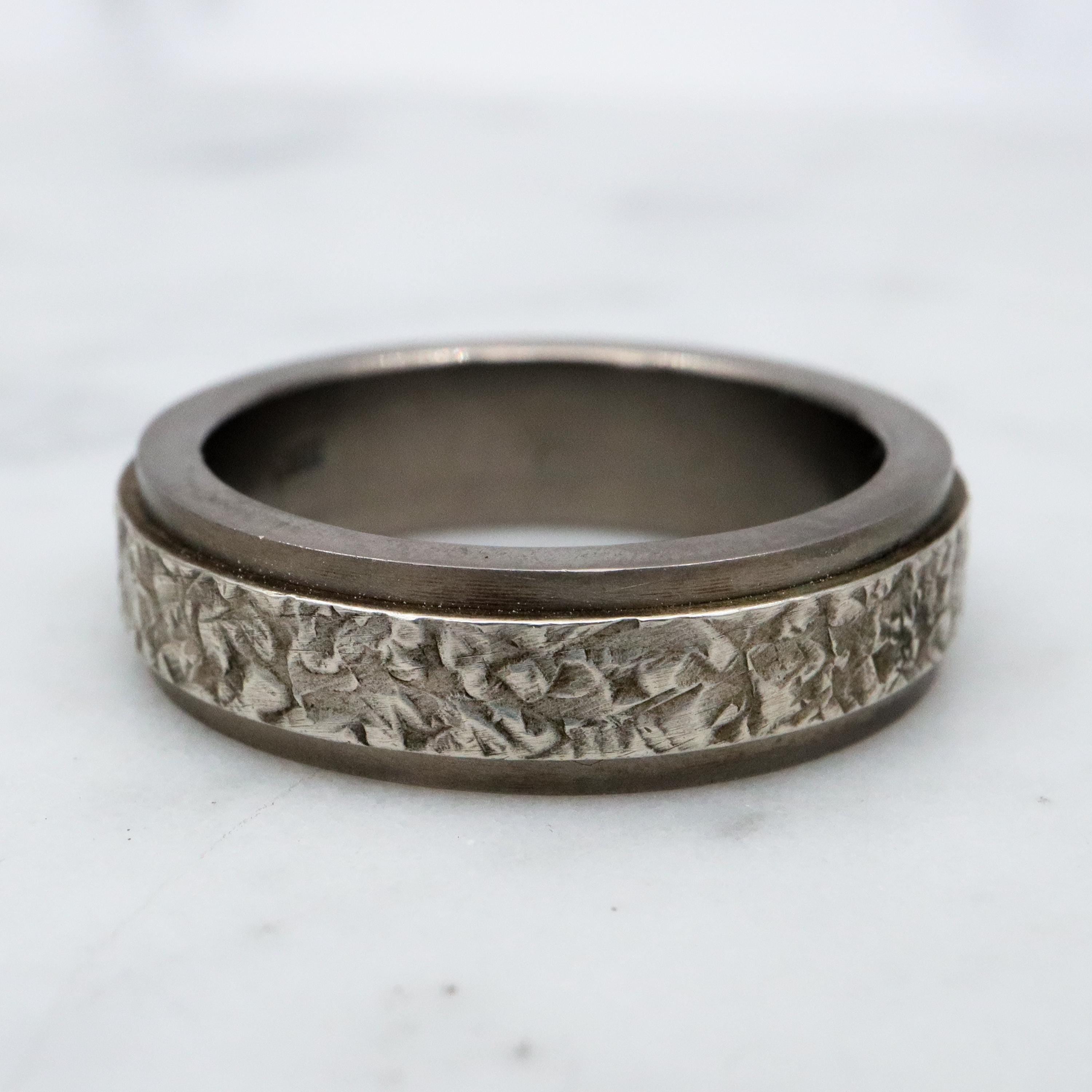 Vintage titanium textured wedding band, size 8