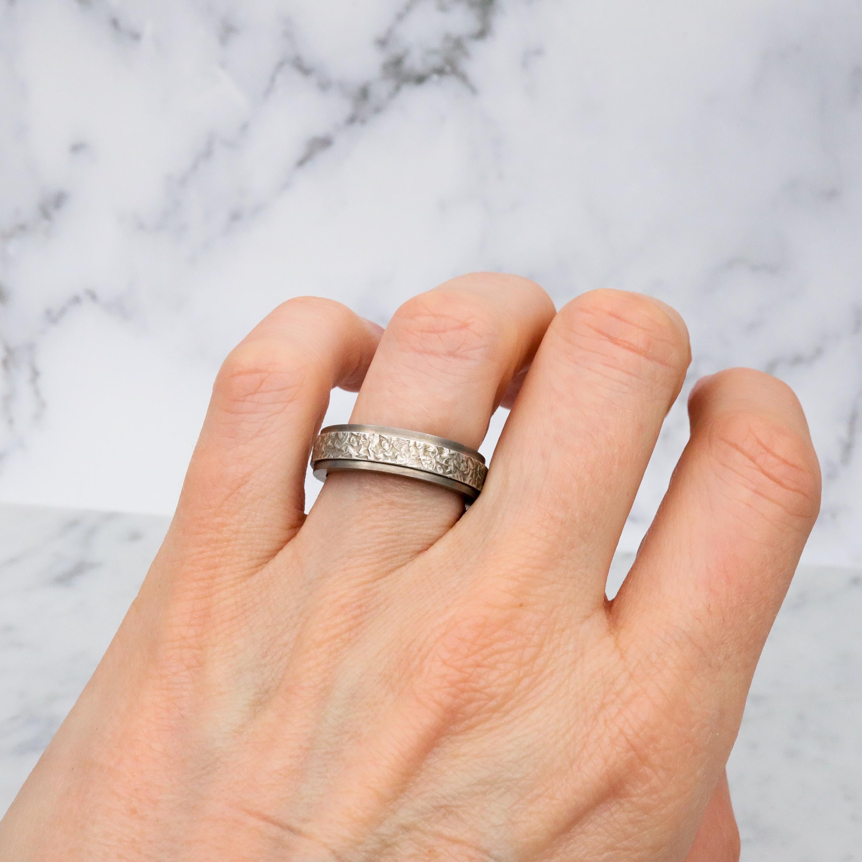 Vintage titanium textured wedding band, size 8