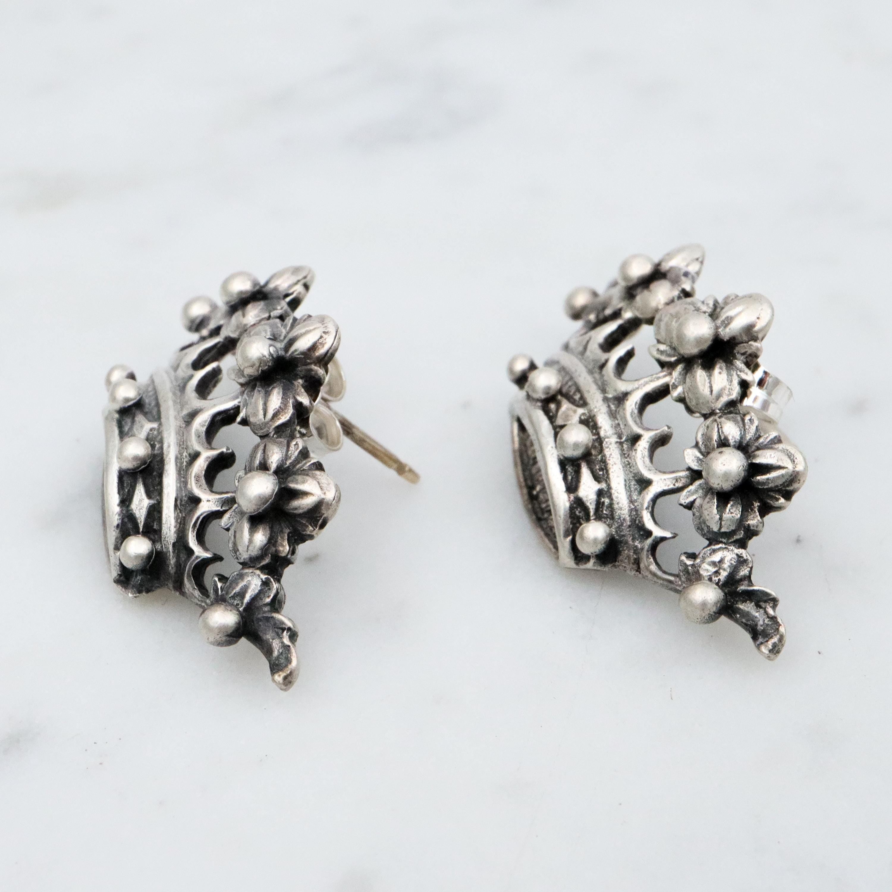 Vintage MCM Guglielmo Cini sterling crown earrings