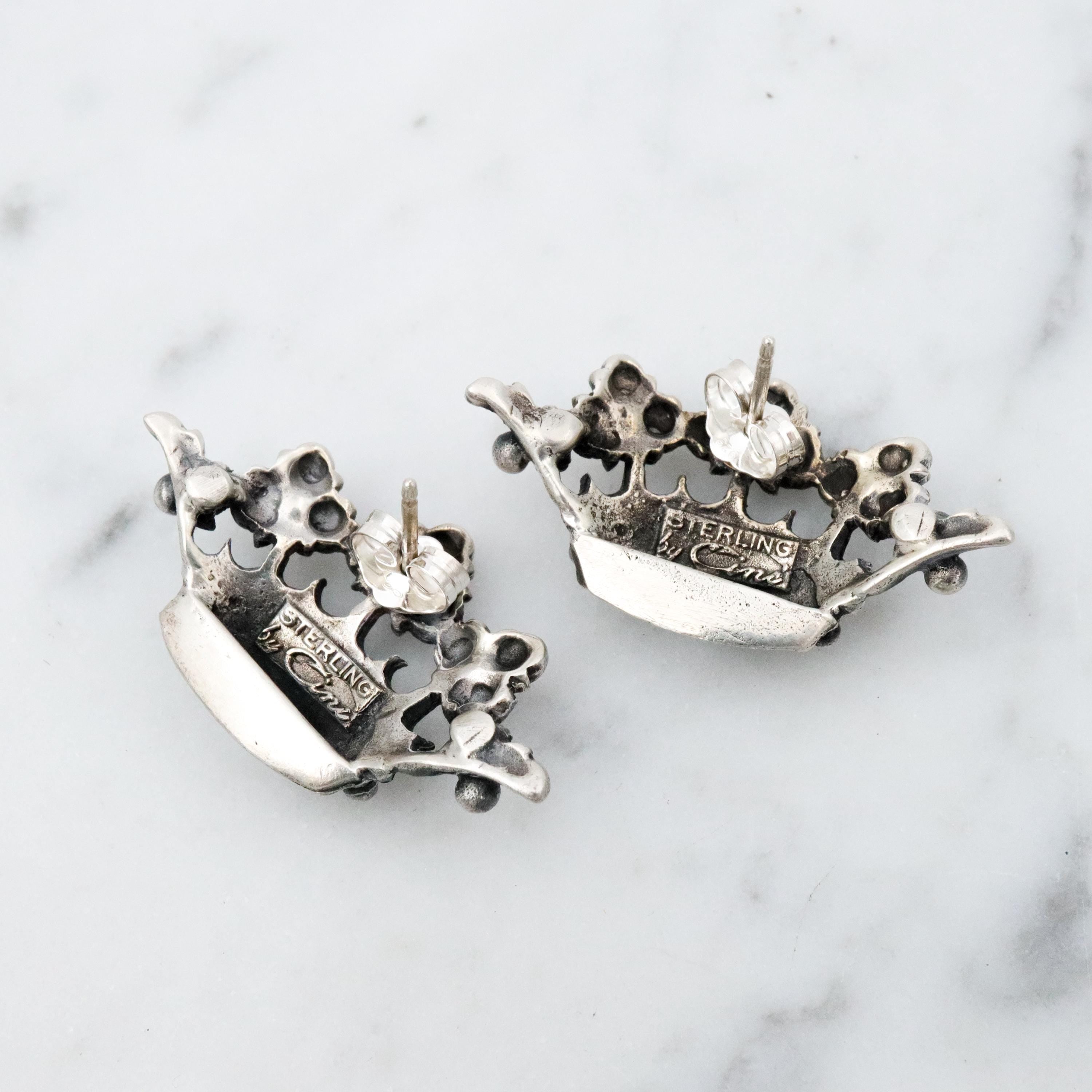 Vintage MCM Guglielmo Cini sterling crown earrings
