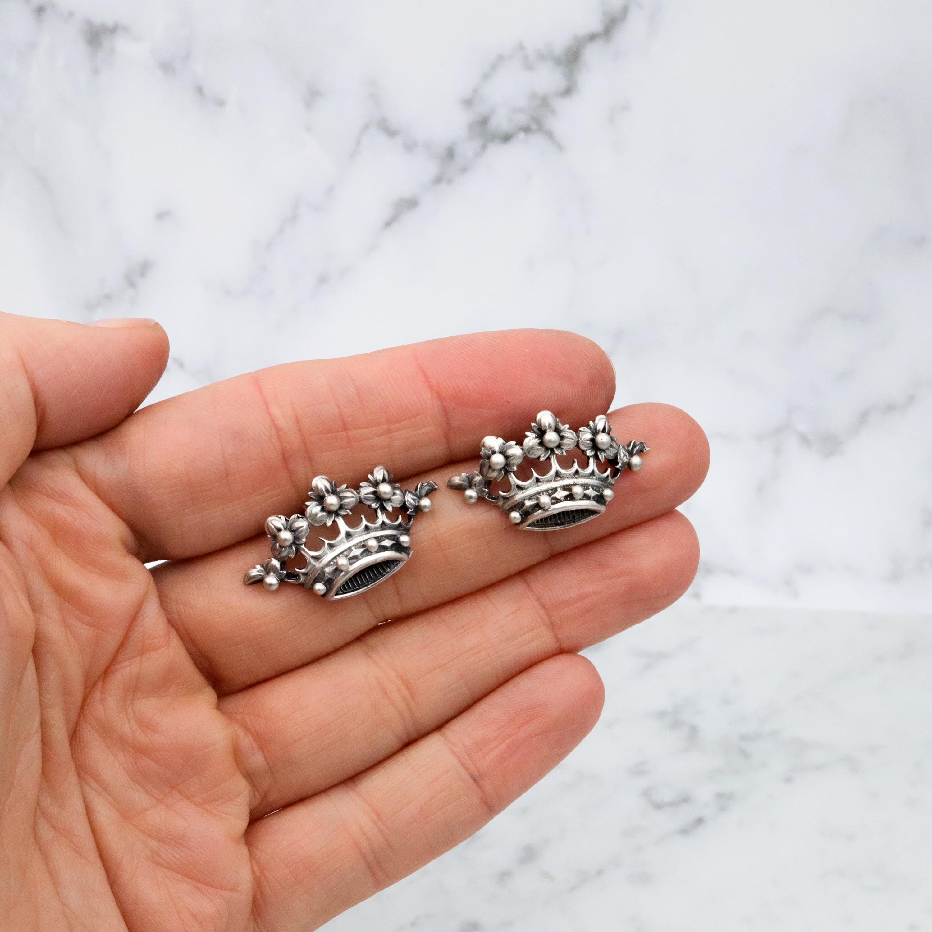 Vintage MCM Guglielmo Cini sterling crown earrings