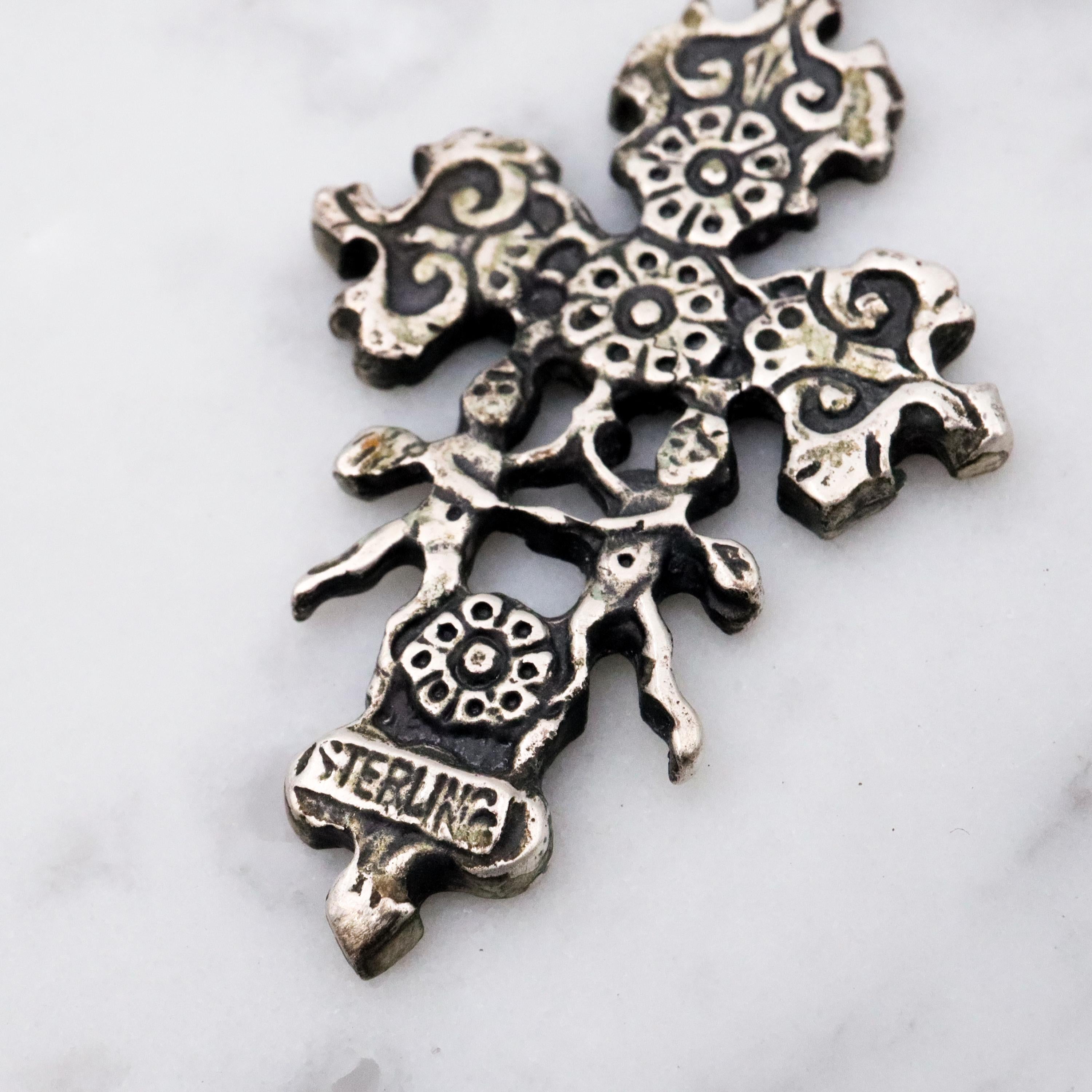 Antique sterling Caravaca cross pendant