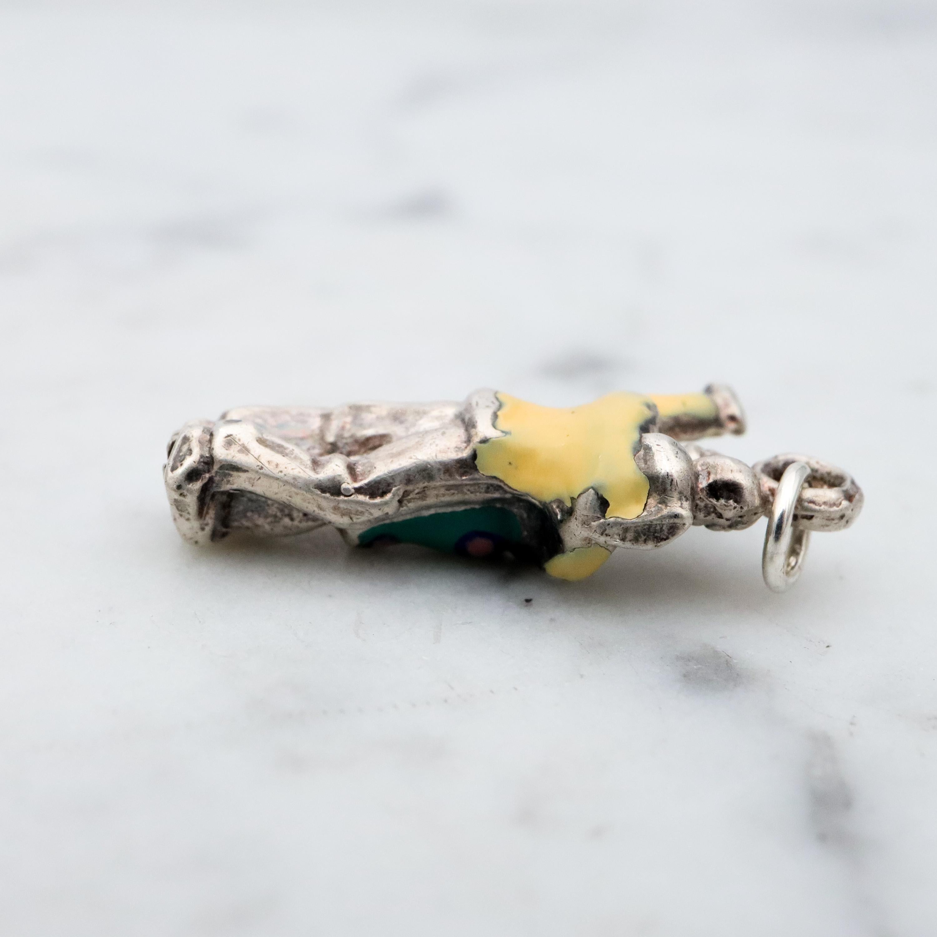 vintage sterling enamel dancing couple charm pendant
