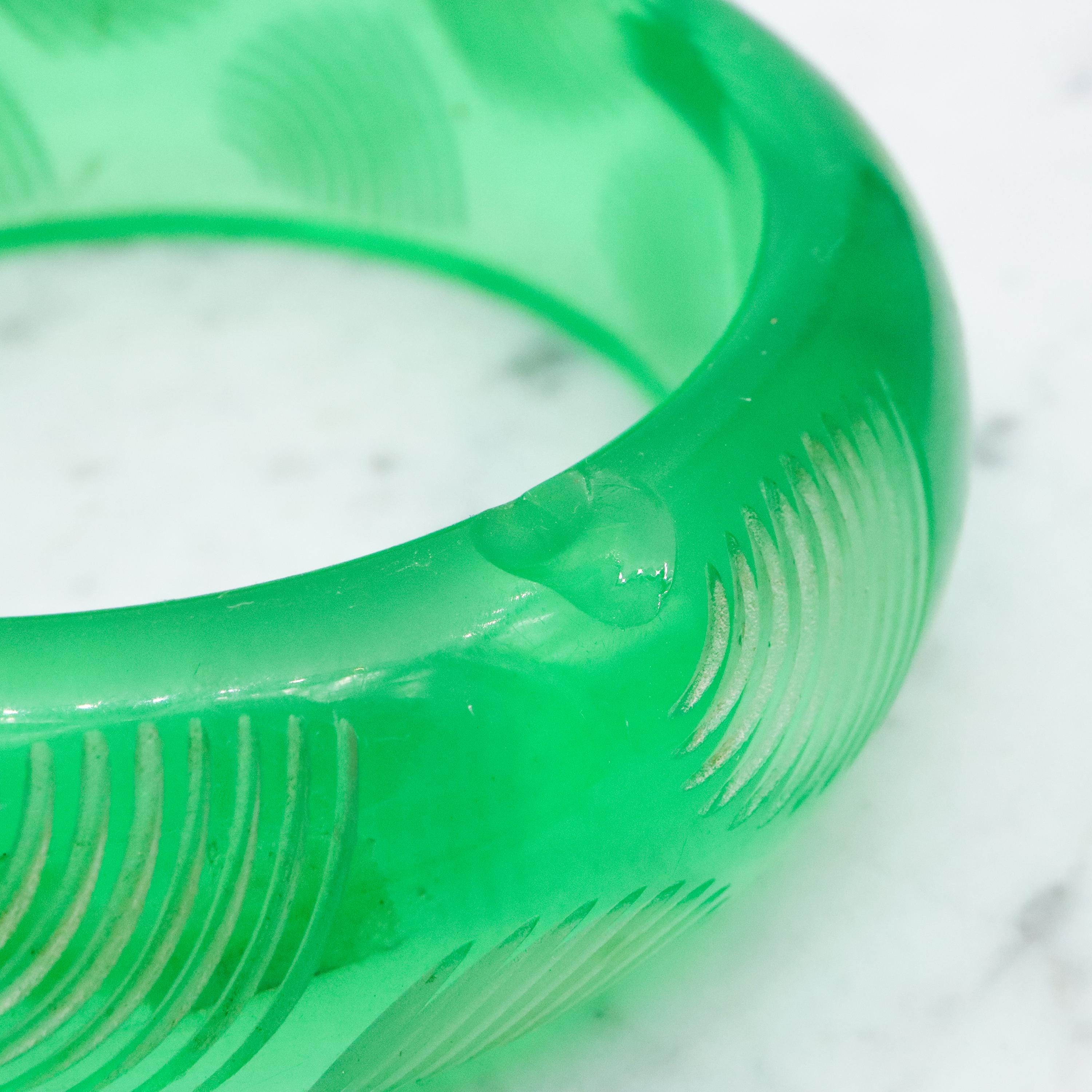Pair of Bill Schiffer Mid Century carved lucite chunky bangle bracelets