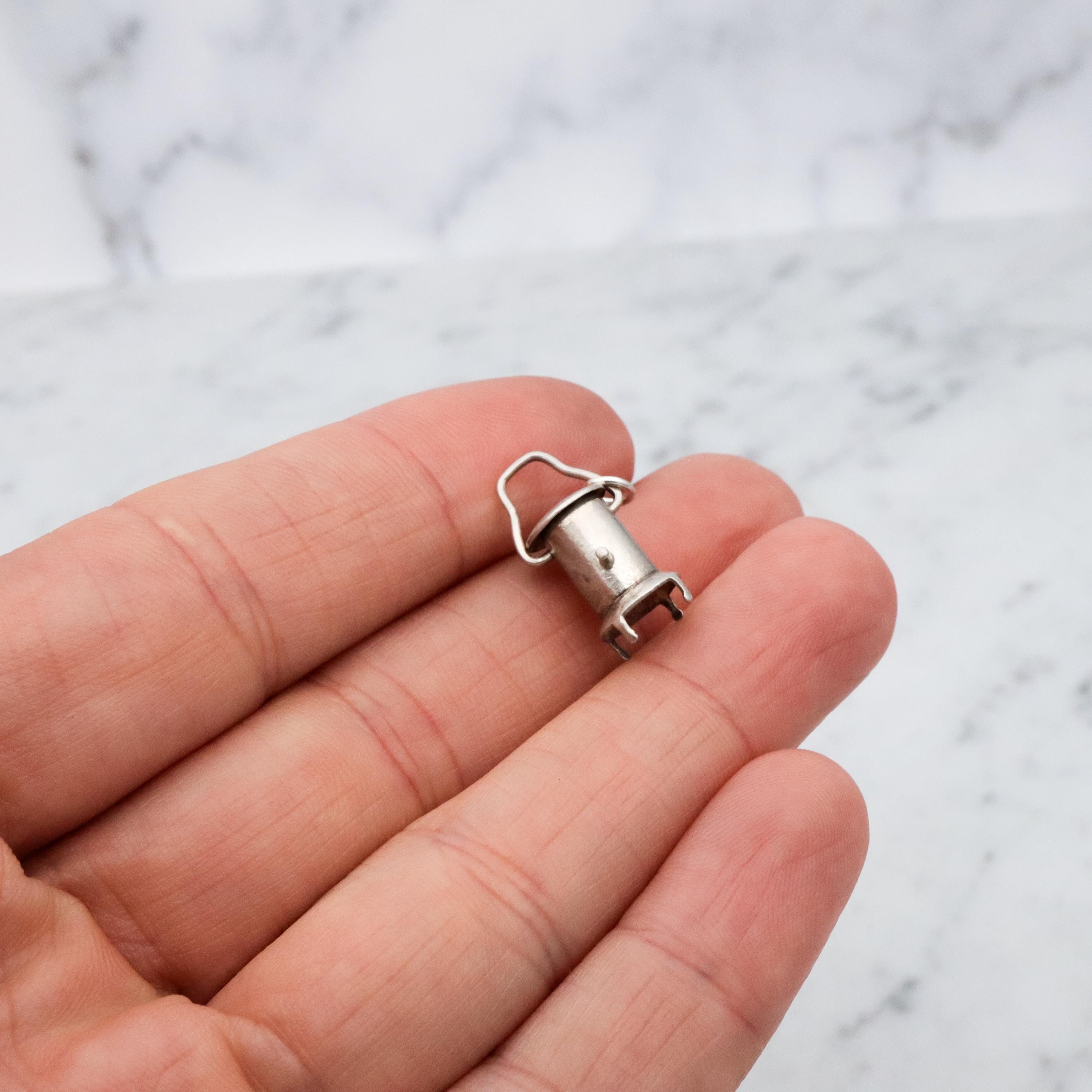 Antique sterling wood stove or lantern charm pendant