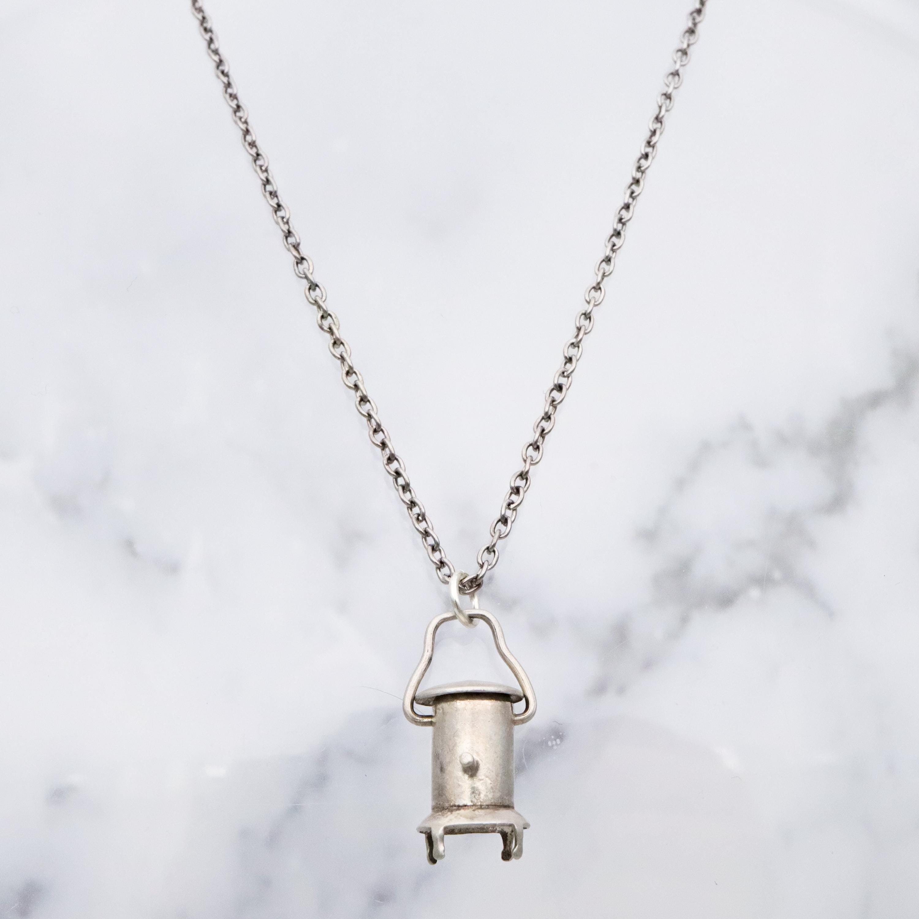 Antique sterling wood stove or lantern charm pendant