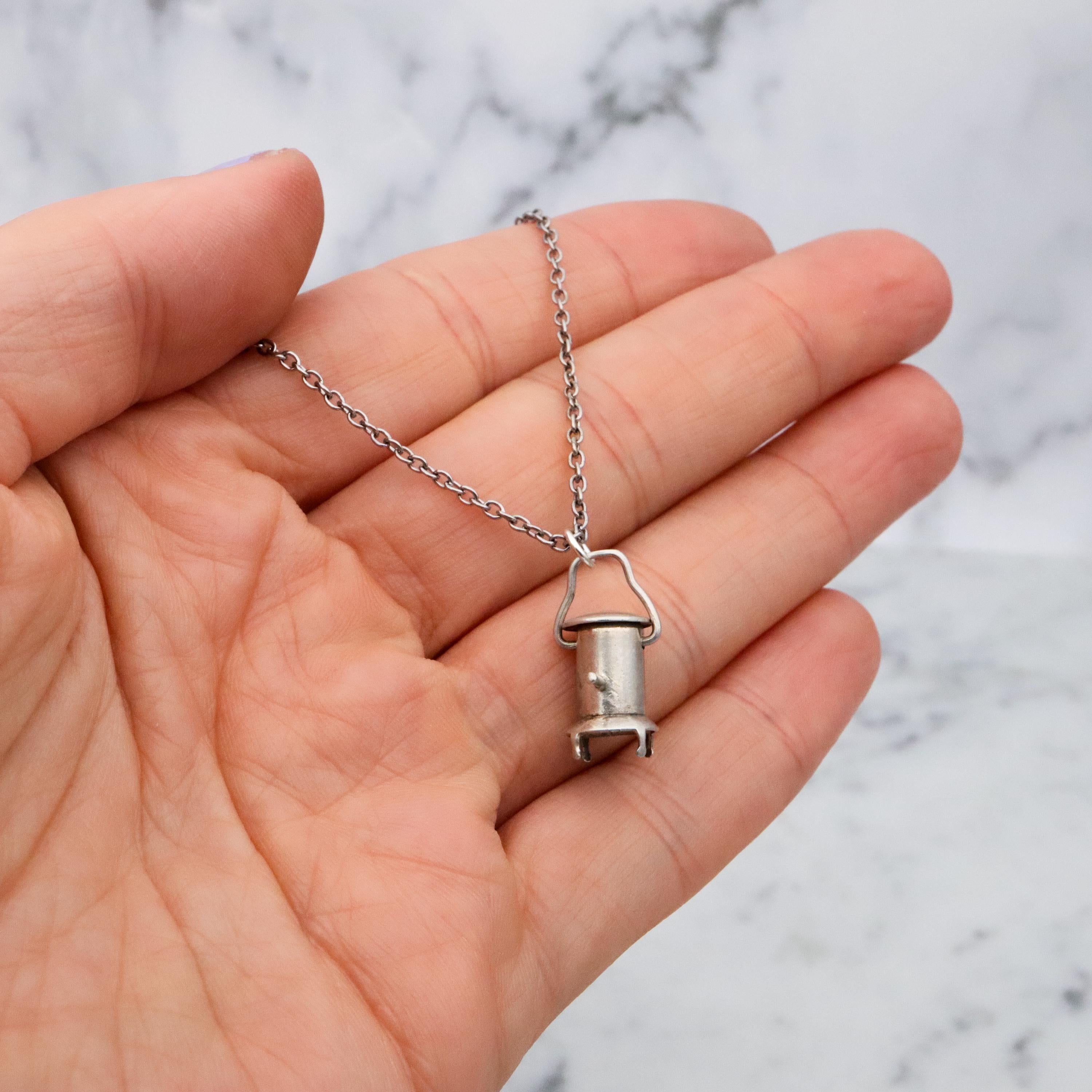 Antique sterling wood stove or lantern charm pendant